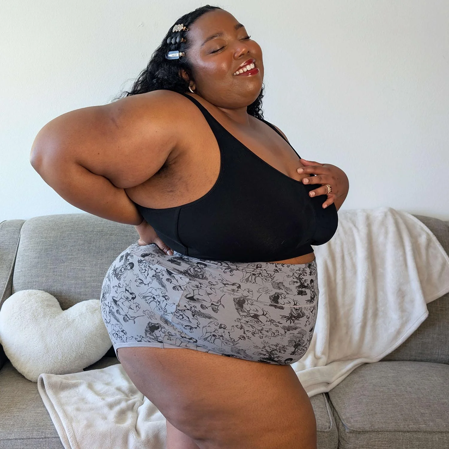 Organic Cotton Super High Waist Knickers - Passion au Jardin - L'Amour Noir - Zenithce