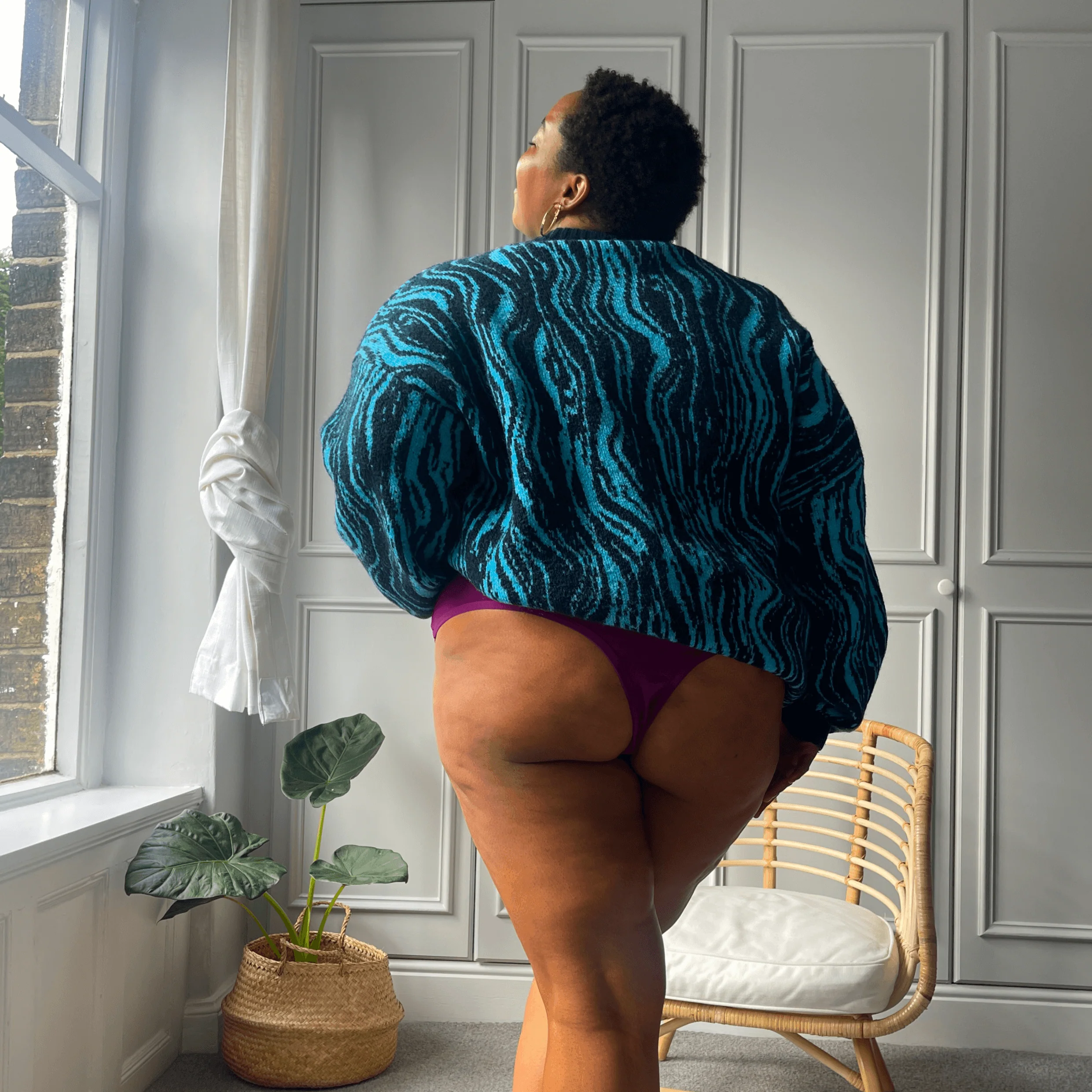 Organic Cotton Cheeky High Leg Knickers - Figgy Pudding - Zenithce