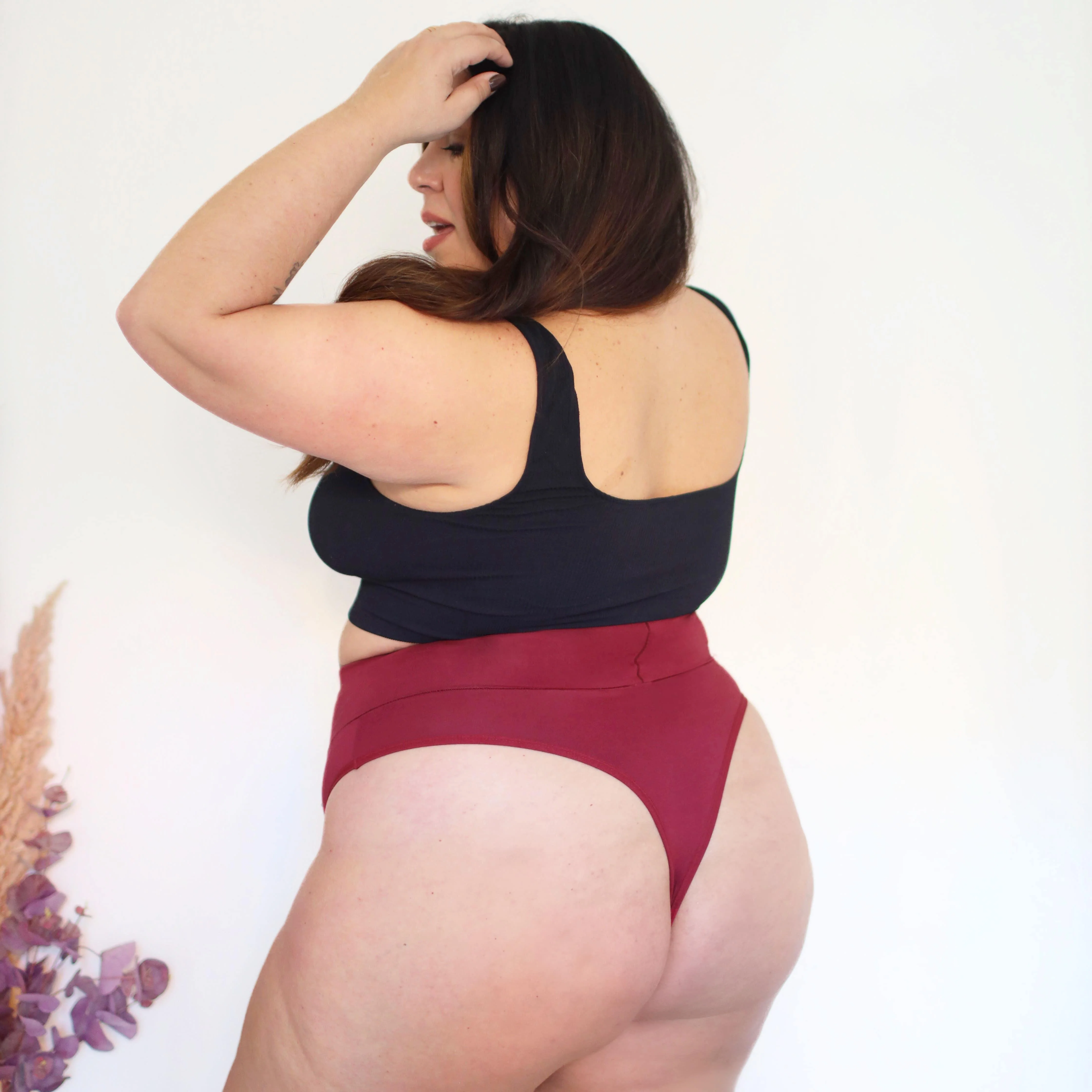 Organic Cotton Cheeky High Leg Knickers -  Blood Red - Zenithce