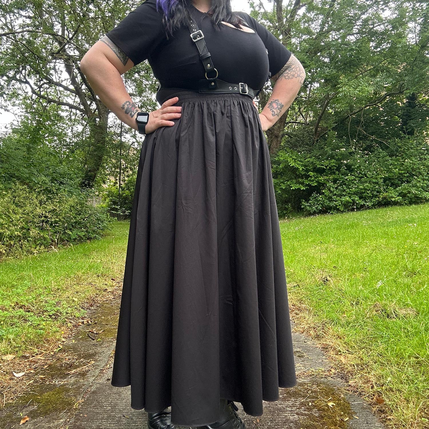 Midaxi Poplin Skirt - Black - Zenithce