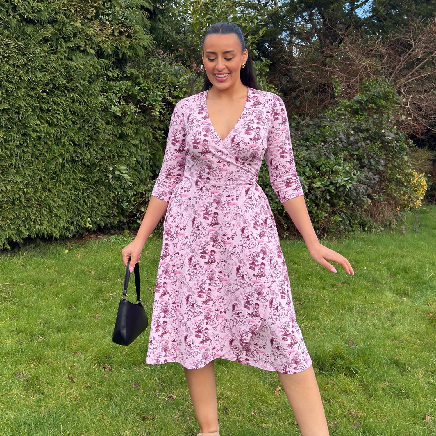 Wrap Dress - Passion au Jardin - L'Amour Rose - Zenithce