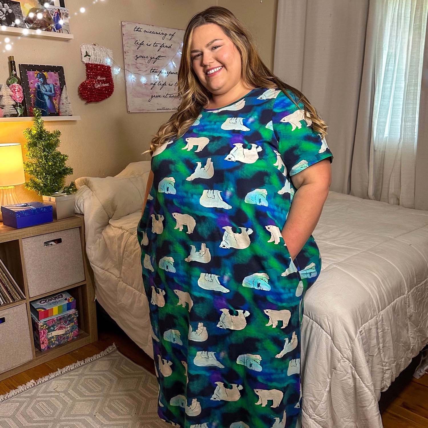 Organic Cotton Long Nightdress - Polar Bears - Zenithce