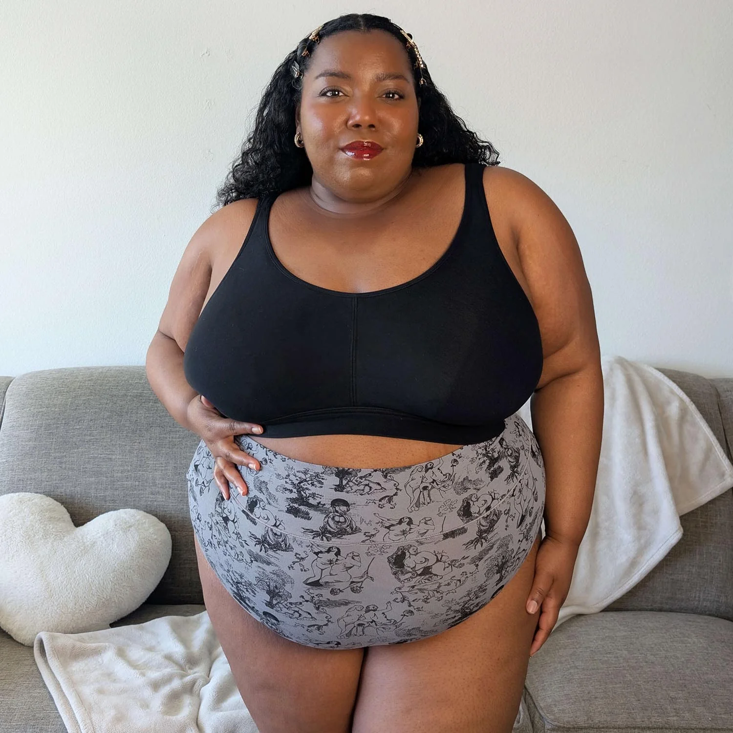 Organic Cotton Super High Waist Knickers - Passion au Jardin - L'Amour Noir - Zenithce