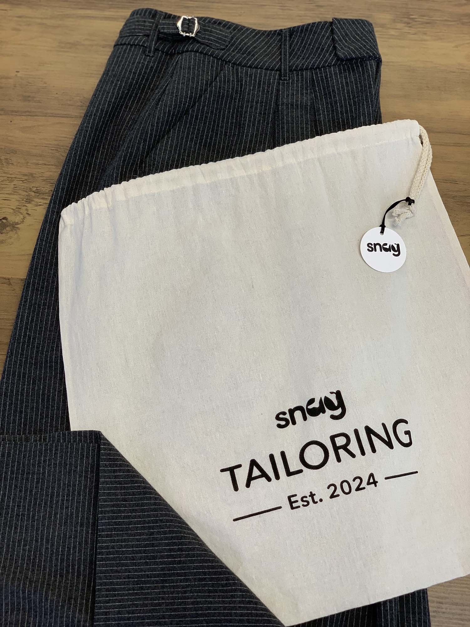 Wide Leg Pinstripe Tailored Trousers - Charcoal - Zenithce