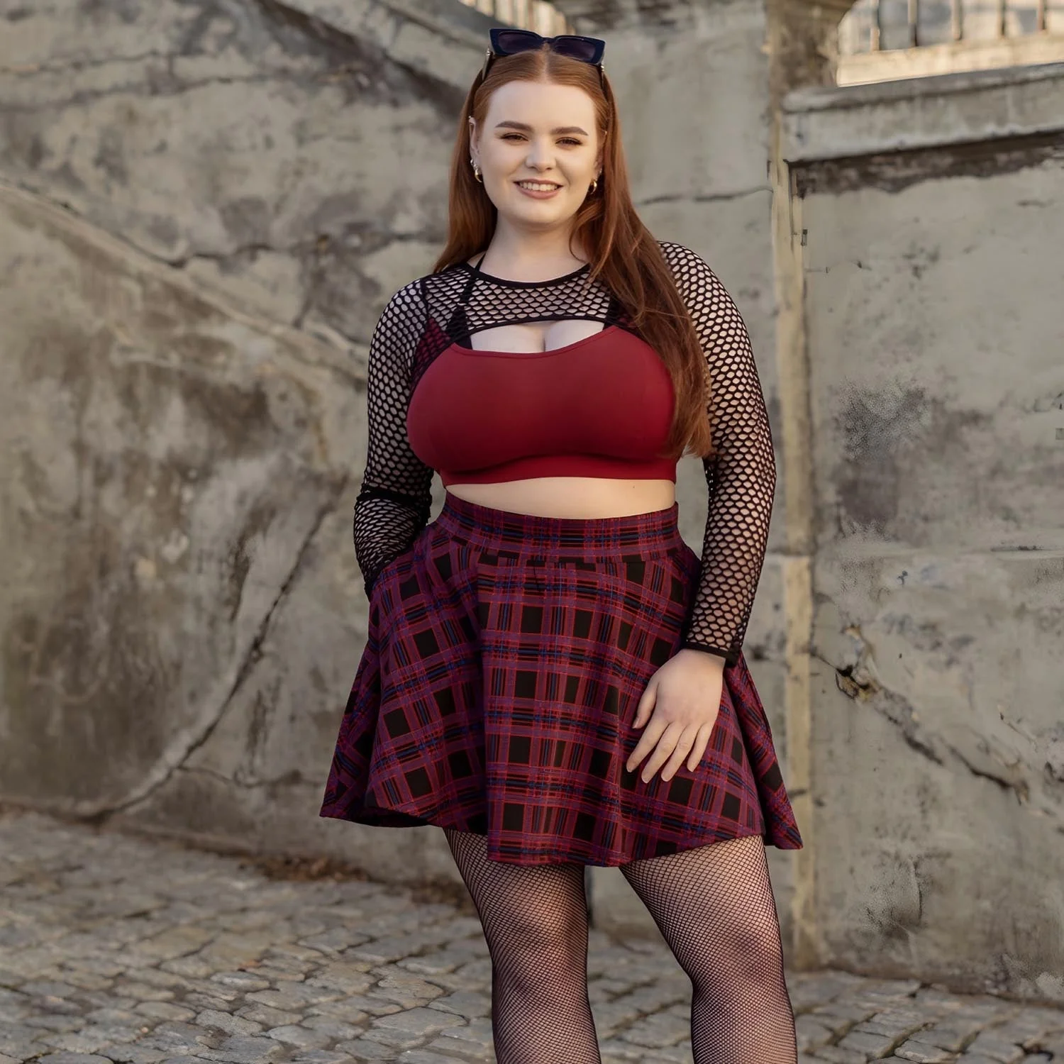 Fishnet Top - Alanis - Wine - Zenithce