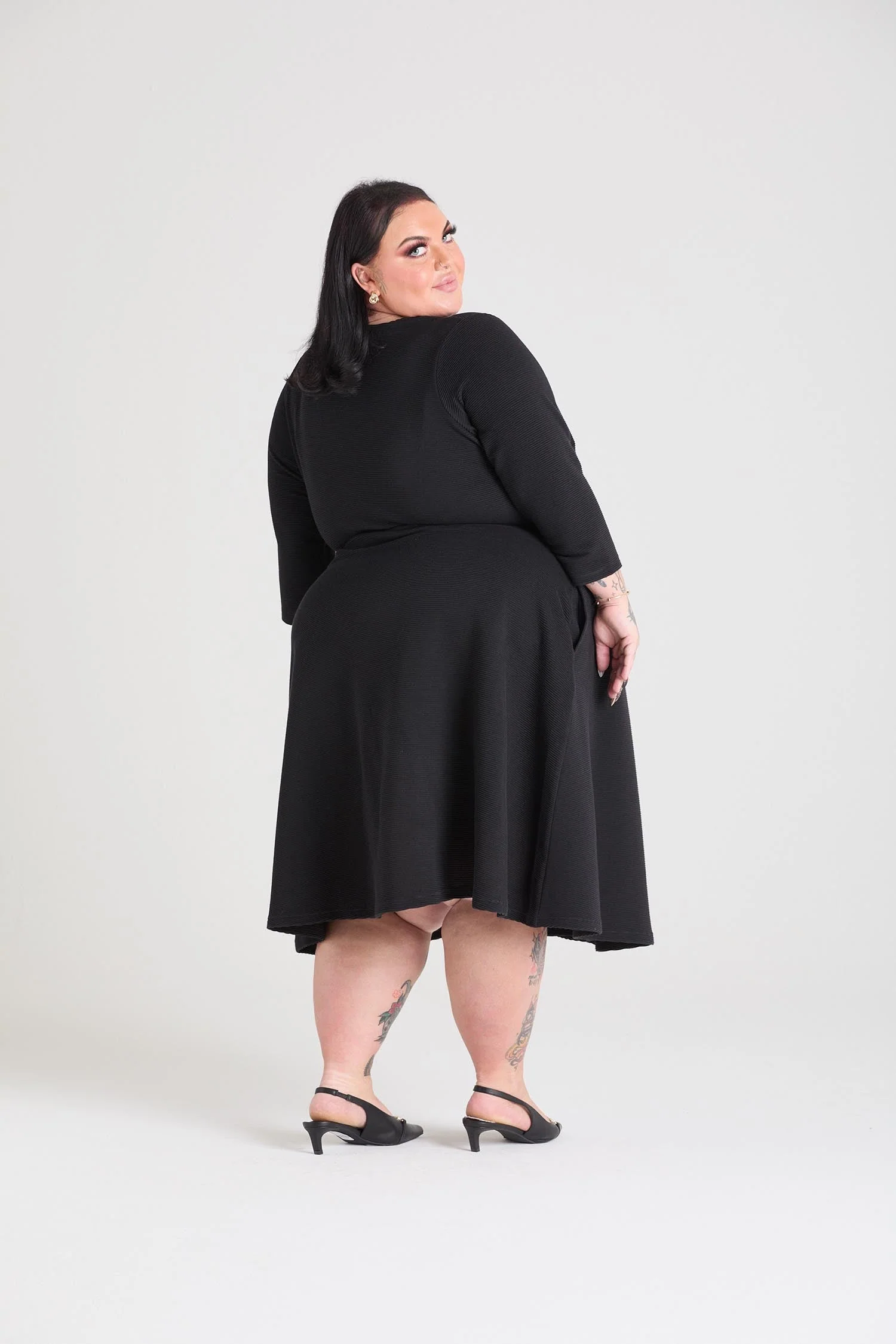 Ottoman Wrap Around Dress - Black - Zenithce