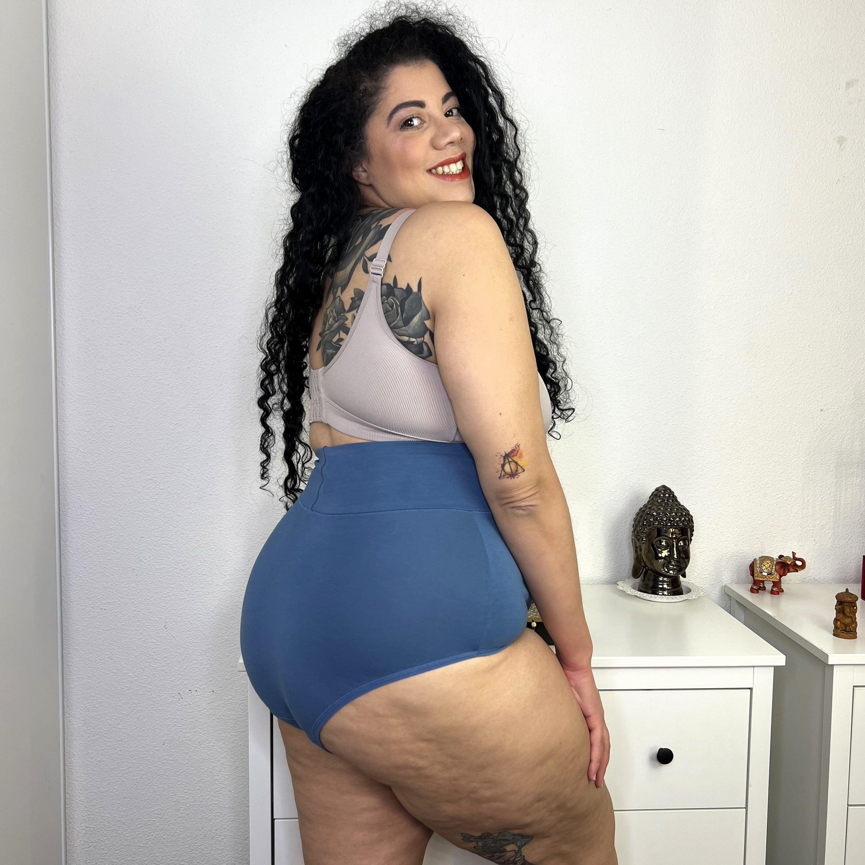 Organic Cotton Super High Waist Knickers - Denim - Zenithce