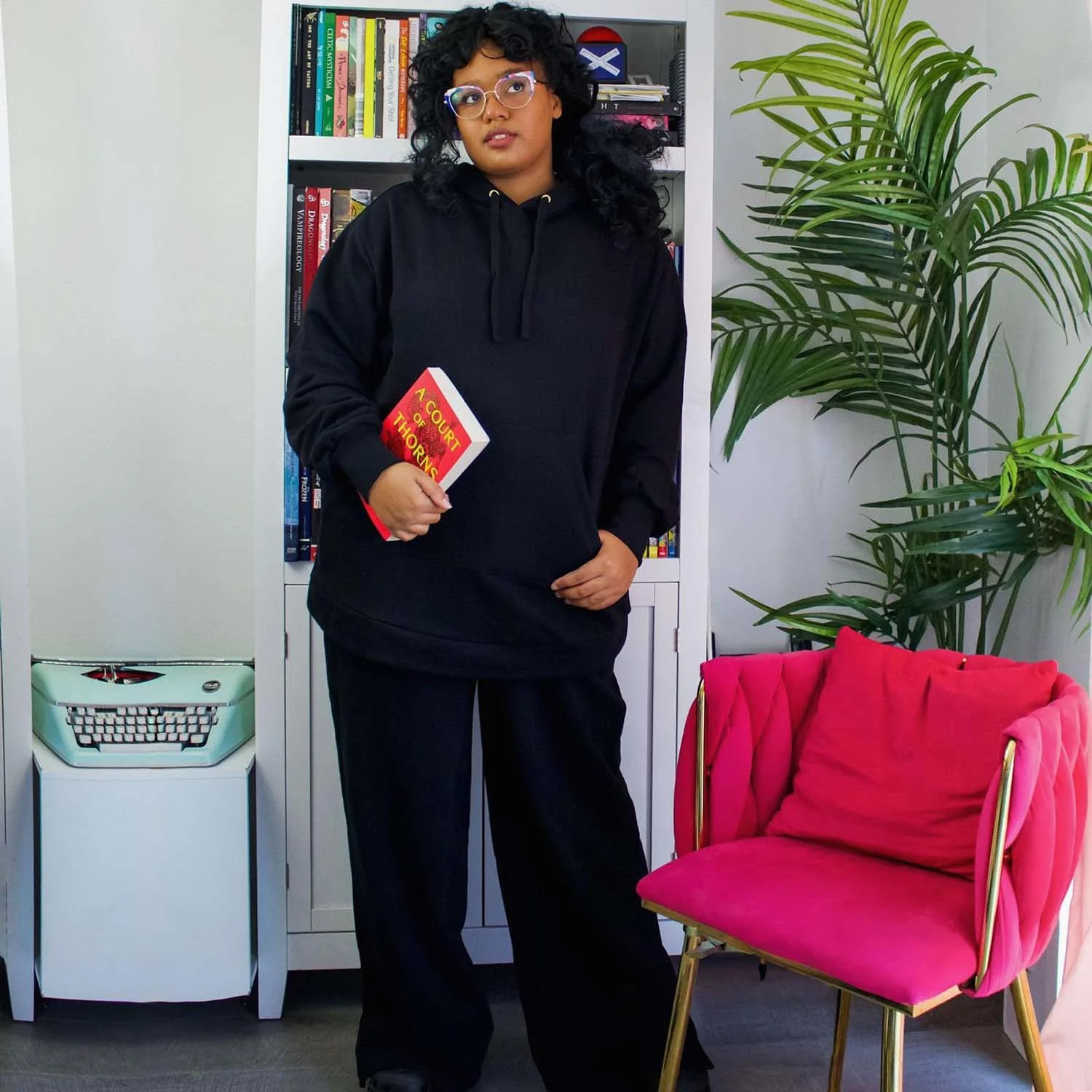 Organic Cotton Wide Leg Joggers - Black - Zenithce