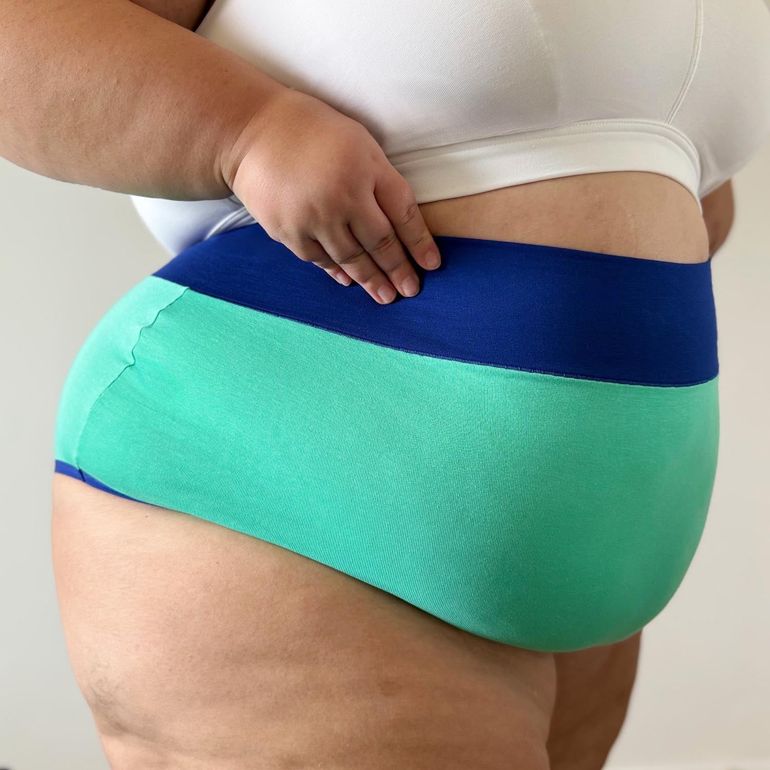 Organic Cotton Super High Waist Duo Knickers - Mint & Arabesque - Zenithce