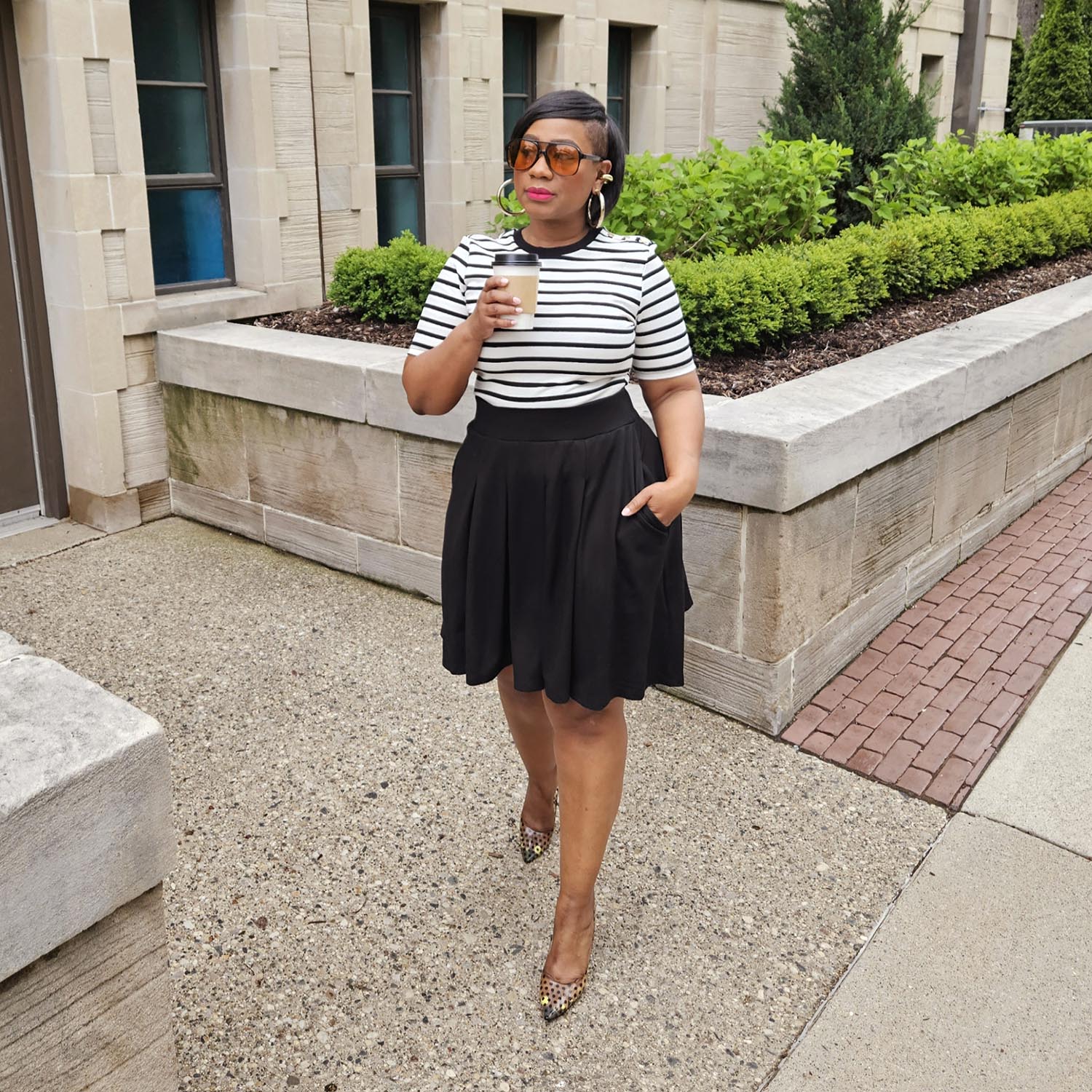 Petal Pleated Skirt - Black - Zenithce