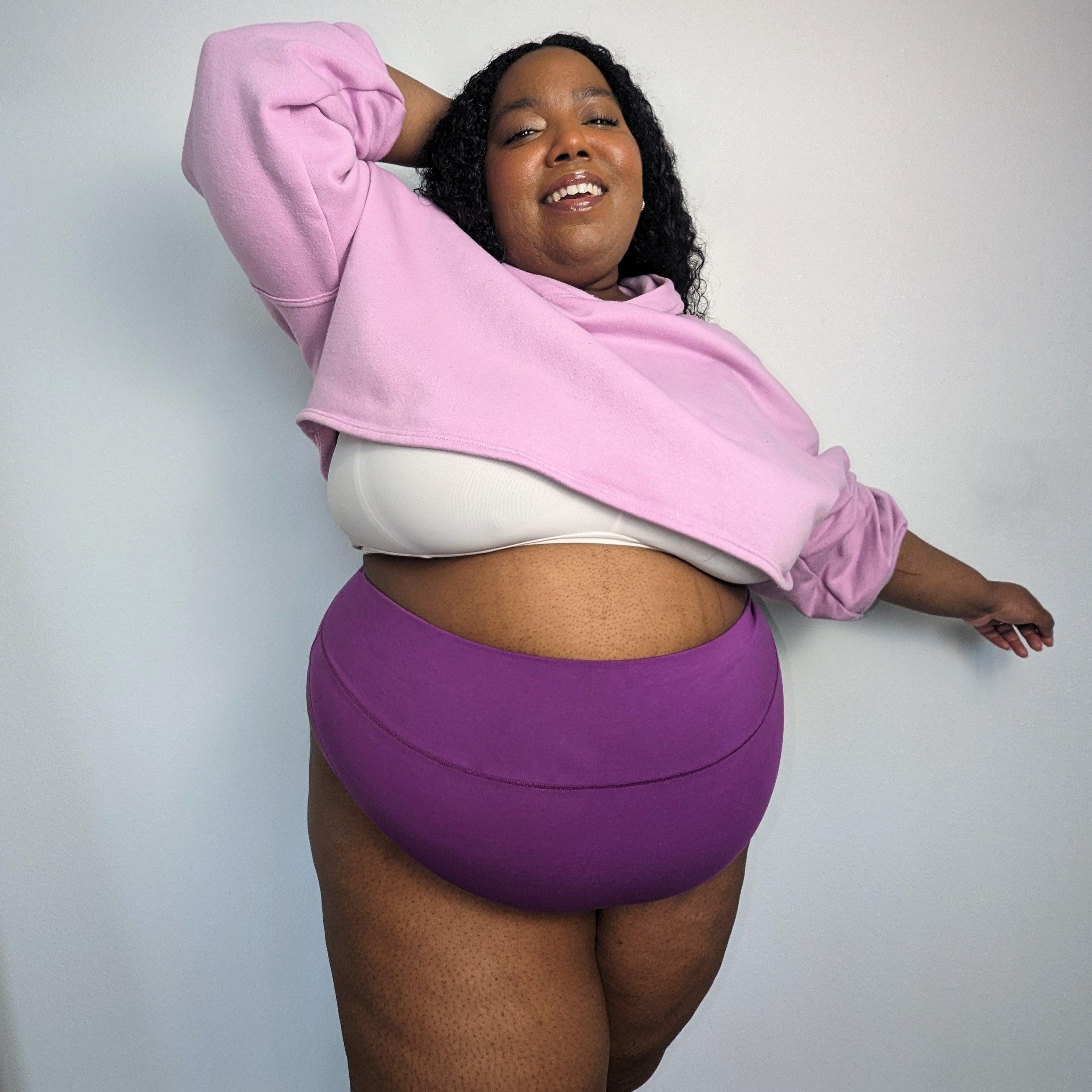 Organic Cotton Super High Leg Knickers - Grape Escape - Zenithce