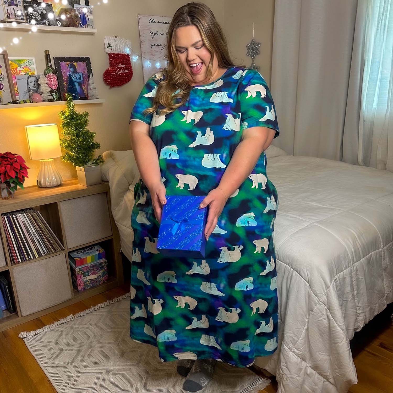 Organic Cotton Long Nightdress - Polar Bears - Zenithce