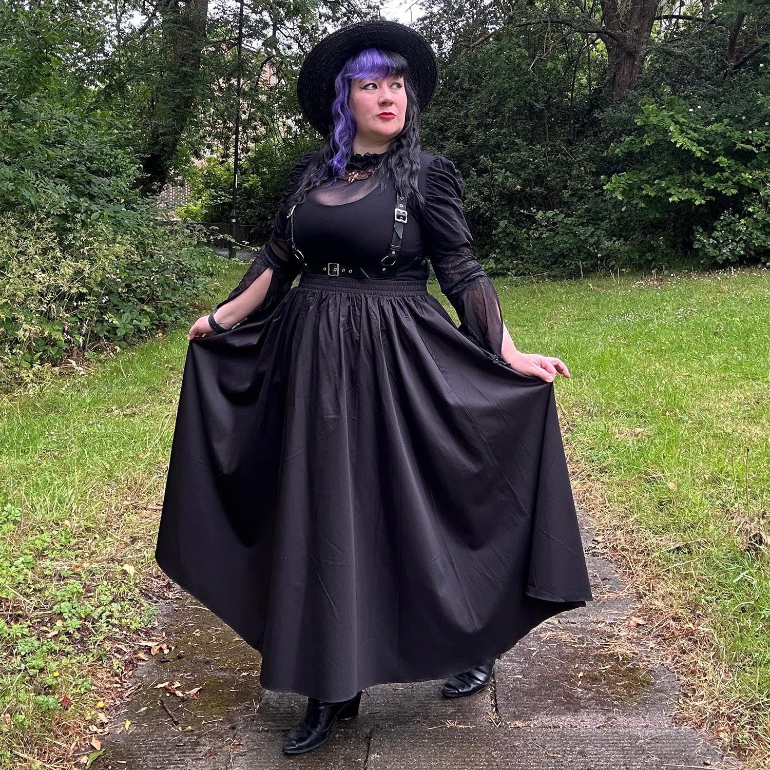 Midaxi Poplin Skirt - Black - Zenithce