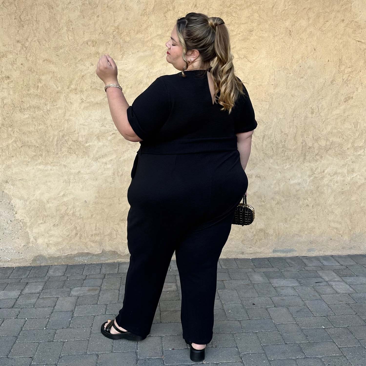 Ottoman Wrap Jumpsuit - Black - Zenithce