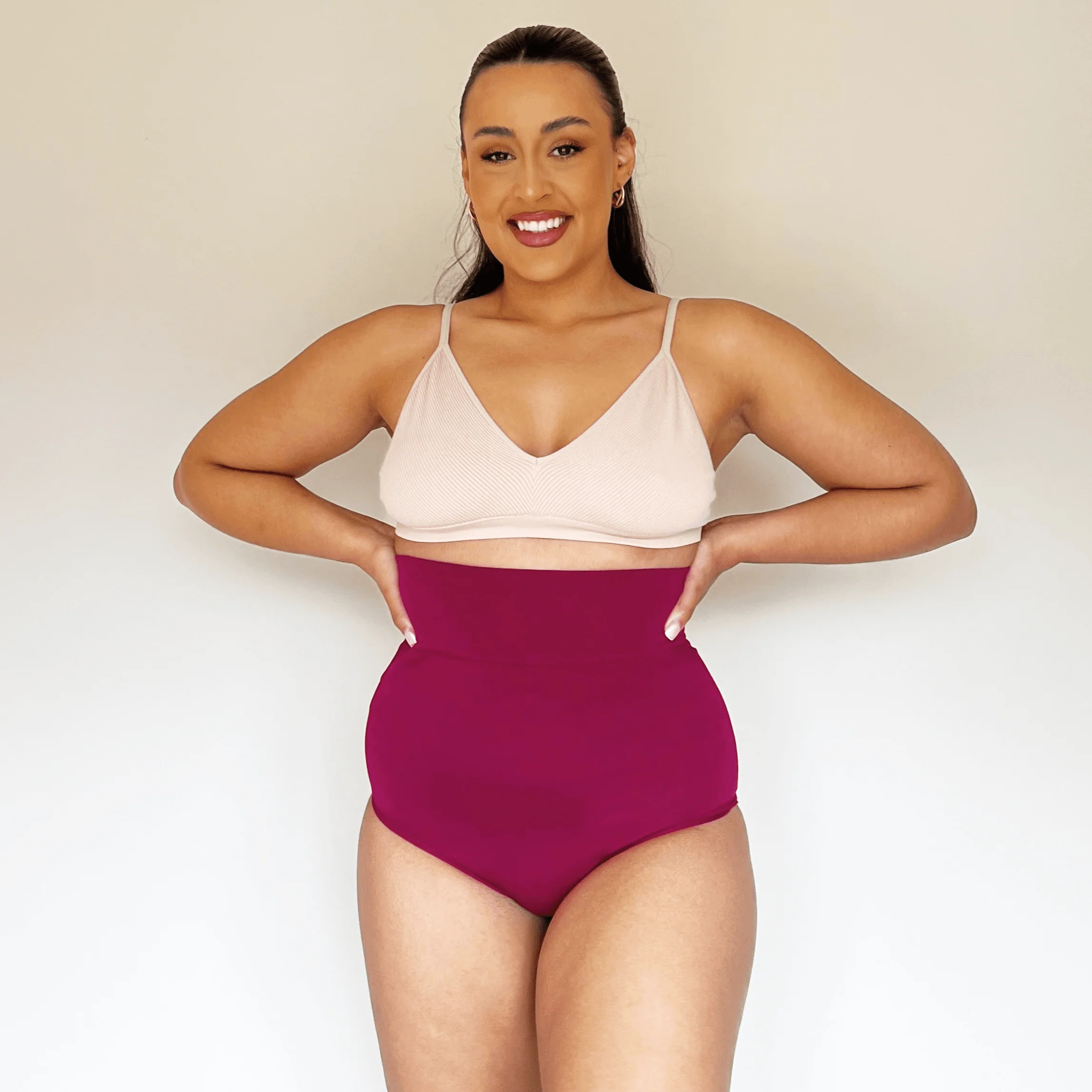 Organic Cotton Super High Waist Knickers - Raspberry Pie - Zenithce