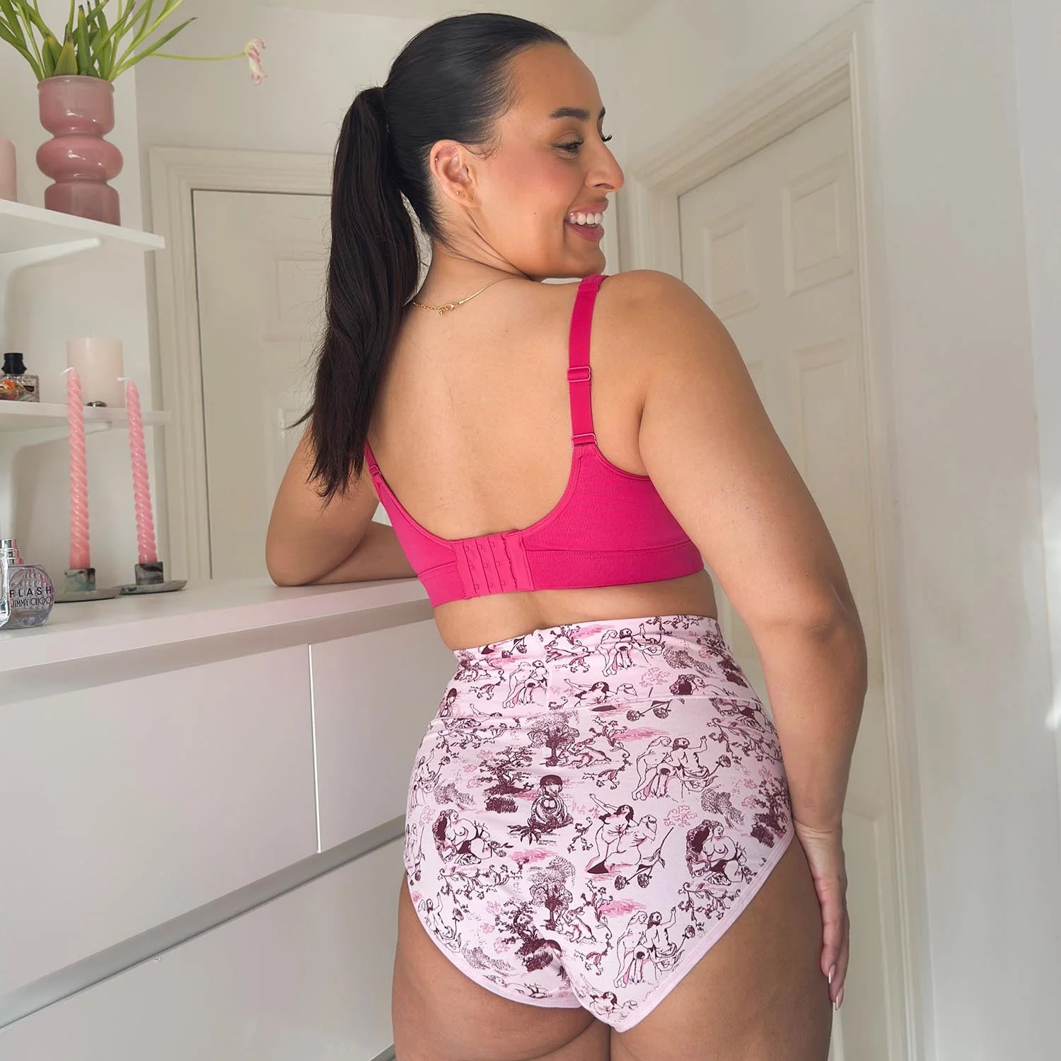 Organic Cotton Full Brief Knickers - Passion au Jardin - L'Amour Rose - Zenithce