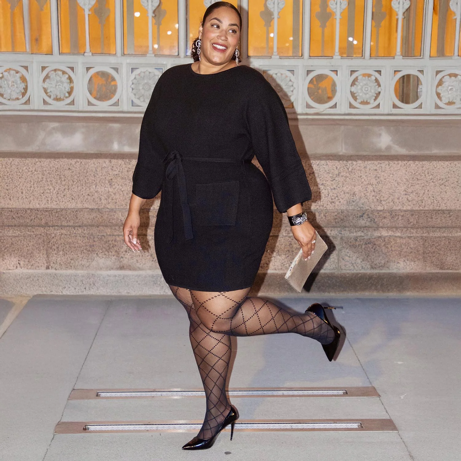 Mini Knitted Cocoon Dress - Black - Zenithce