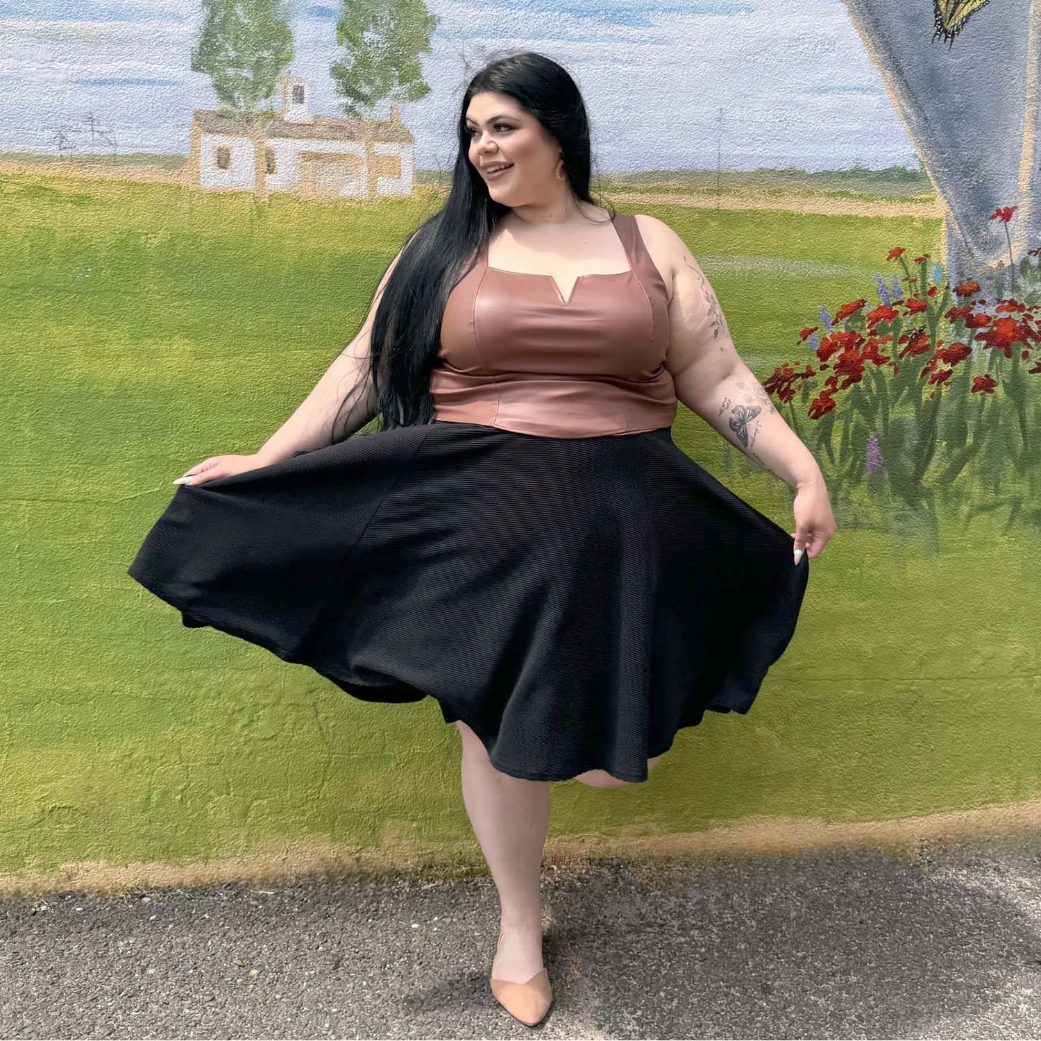 Ottoman Flare Skirt - Black - Zenithce