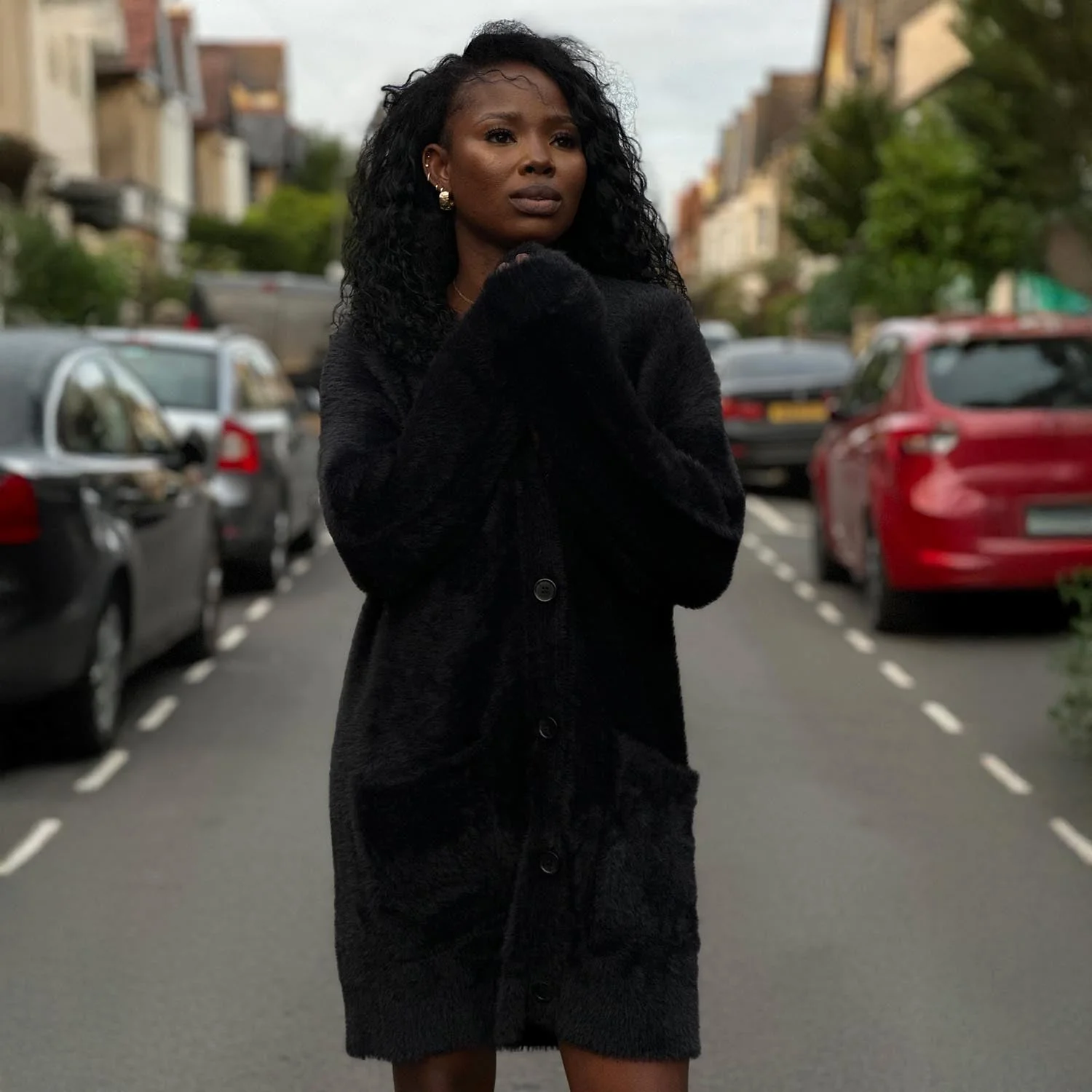 Fluffy Cardigan - Black - Zenithce