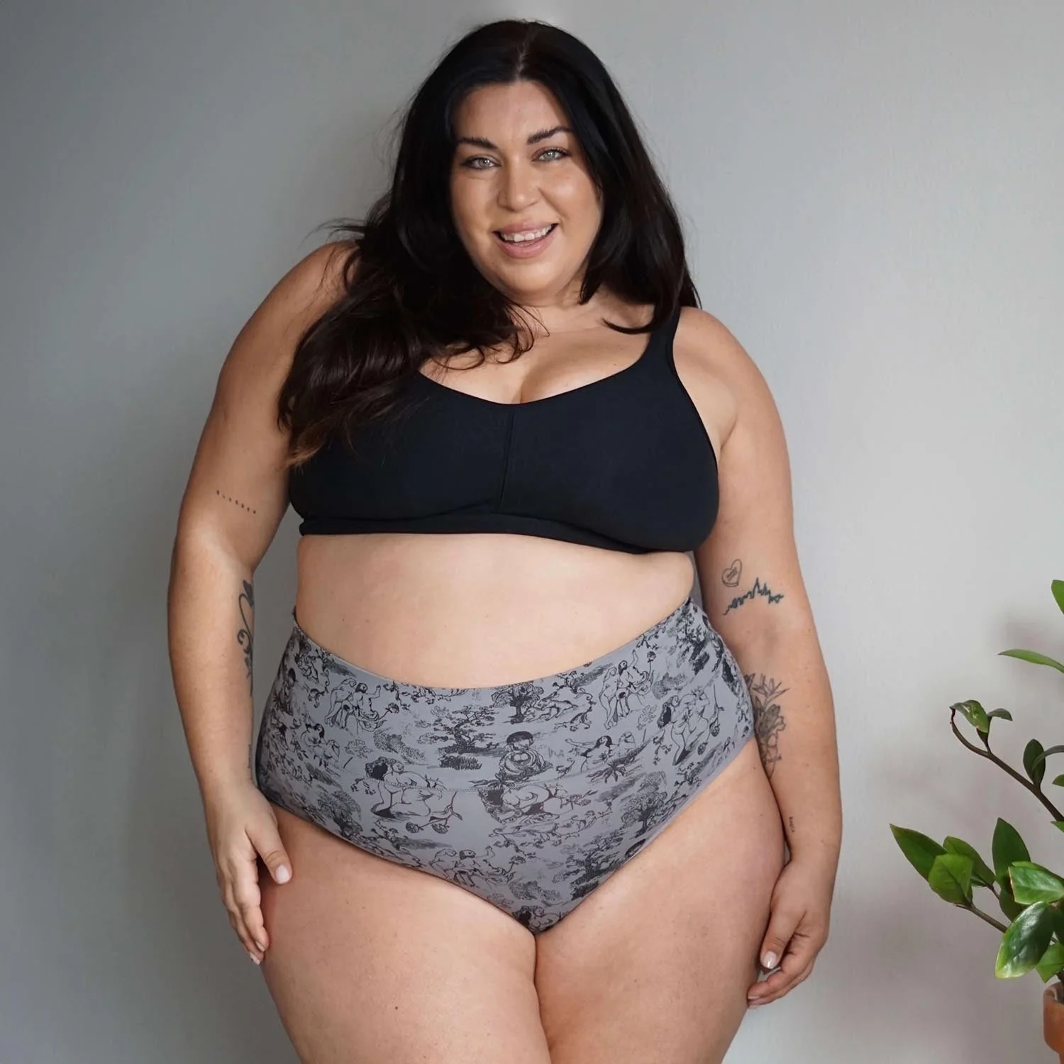 Organic Cotton Full Brief Knickers - Passion au Jardin - L'Amour Noir - Zenithce