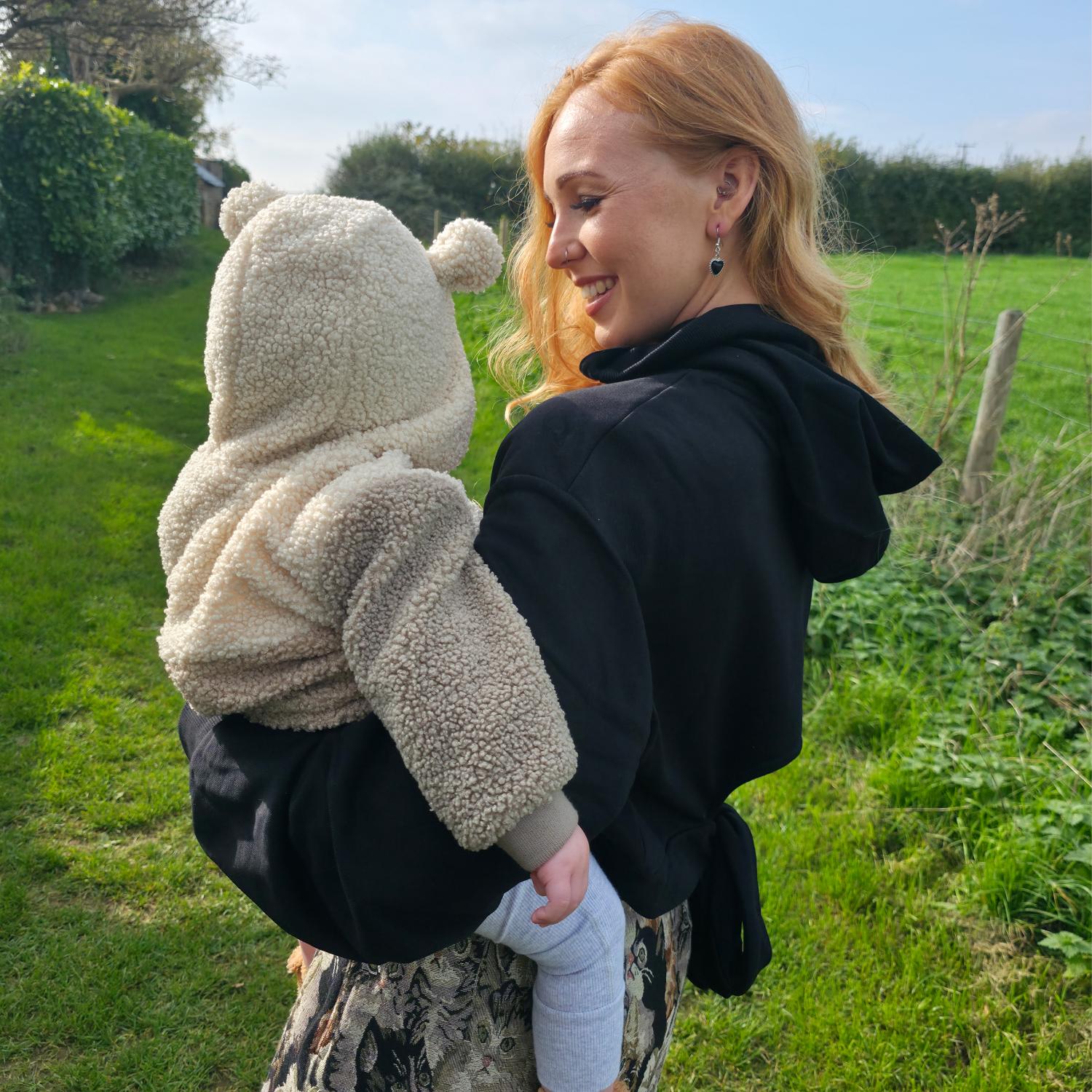 Organic Cotton Cropped Hoodie with Bow Back - Zenithce