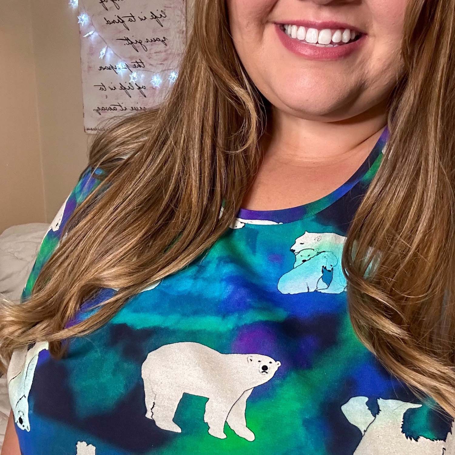 Organic Cotton Long Nightdress - Polar Bears - Zenithce