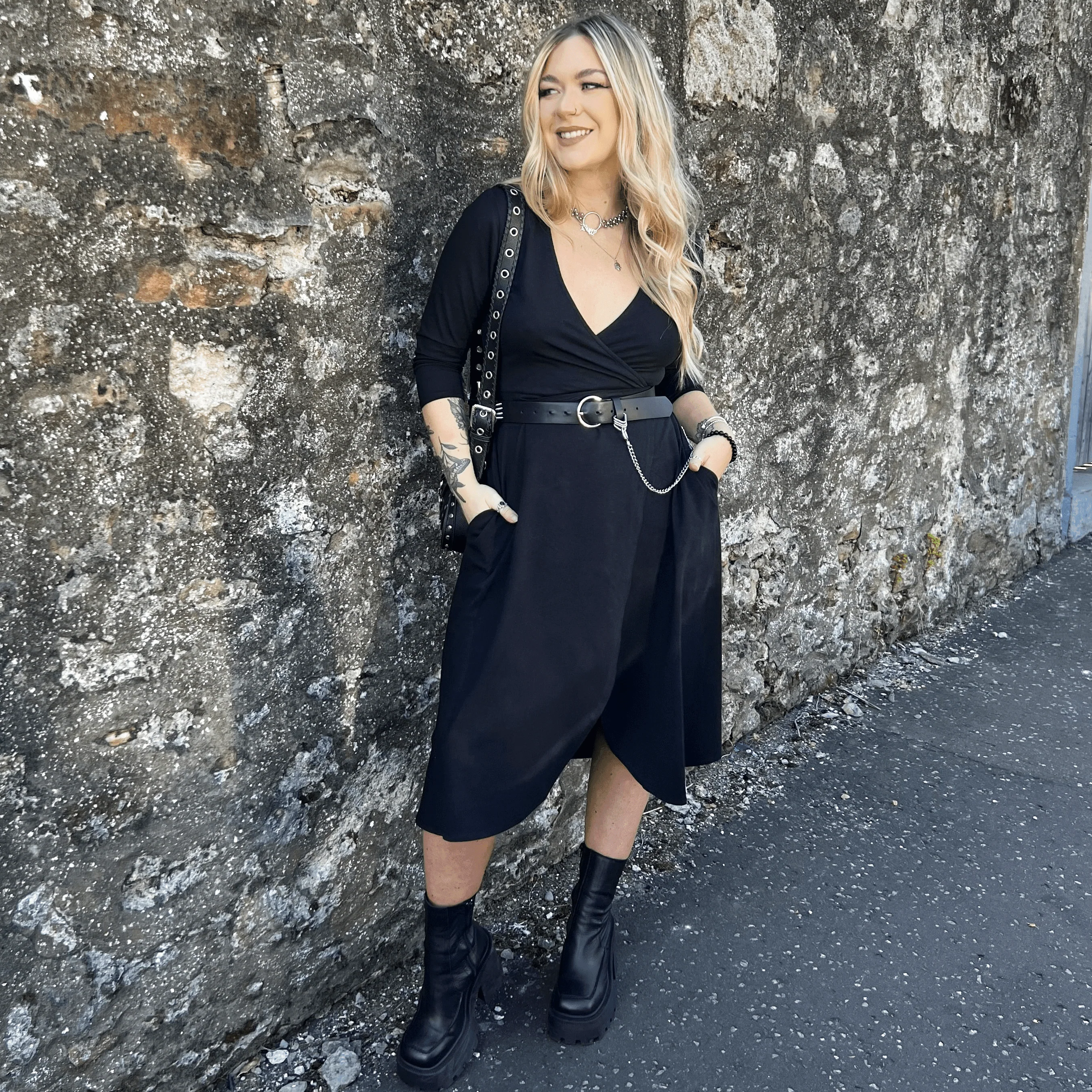 Wrap Dress - Black - Zenithce