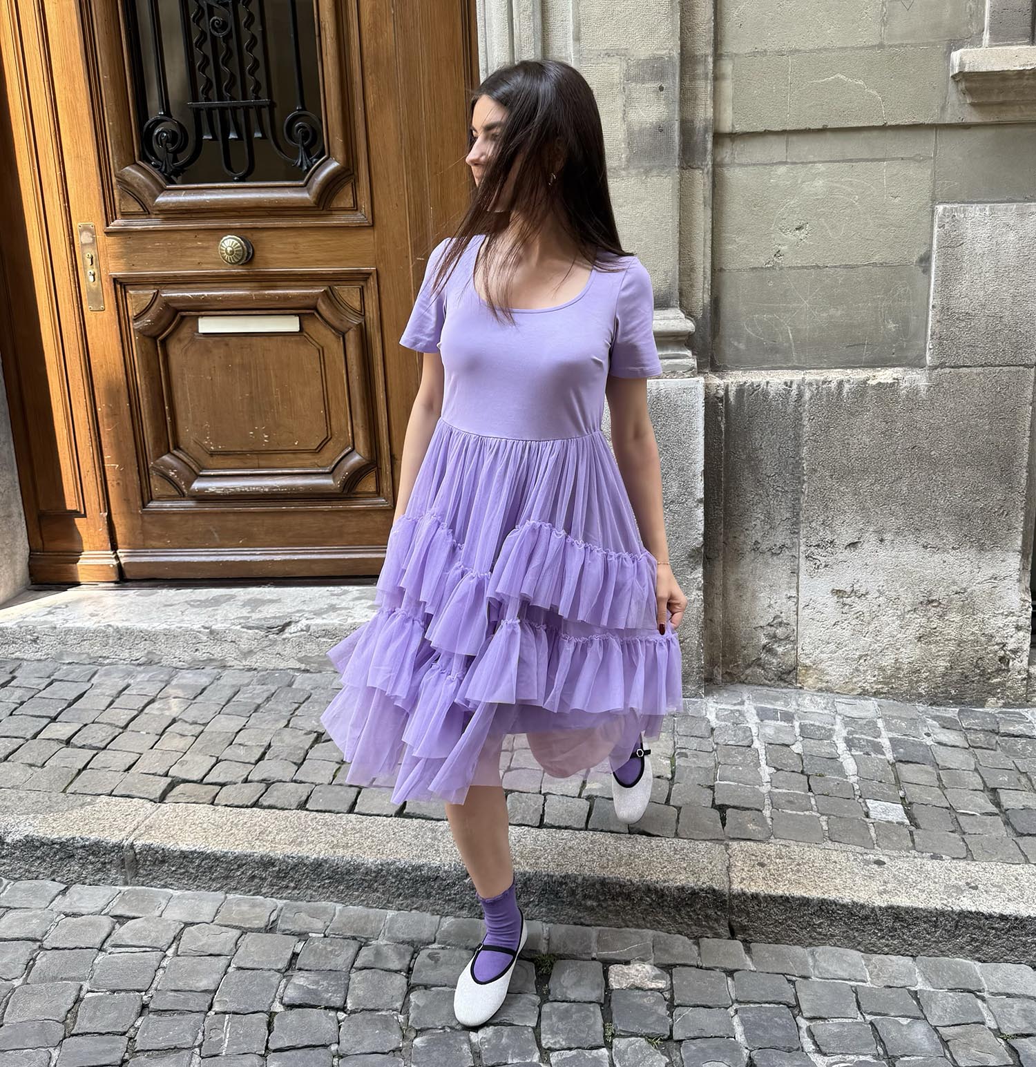Tee Mesh Dress - Lavender Fields - Zenithce