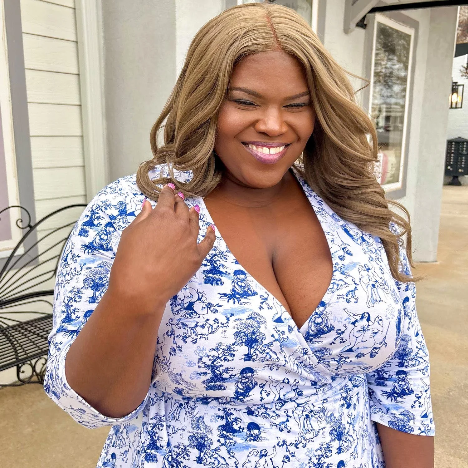 Wrap Dress - Passion au Jardin - L'Amour Bleu - Zenithce