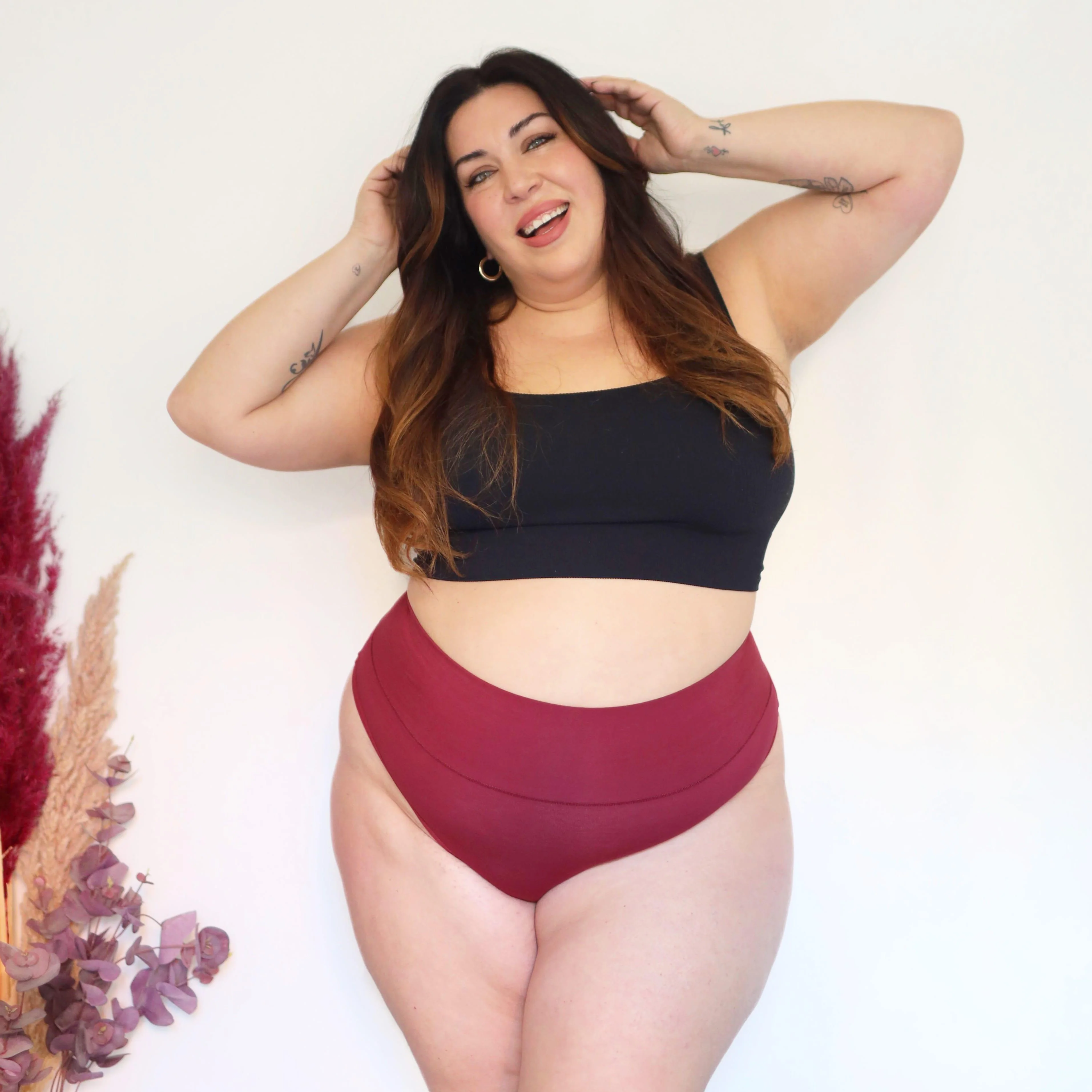 Organic Cotton Cheeky High Leg Knickers -  Blood Red - Zenithce