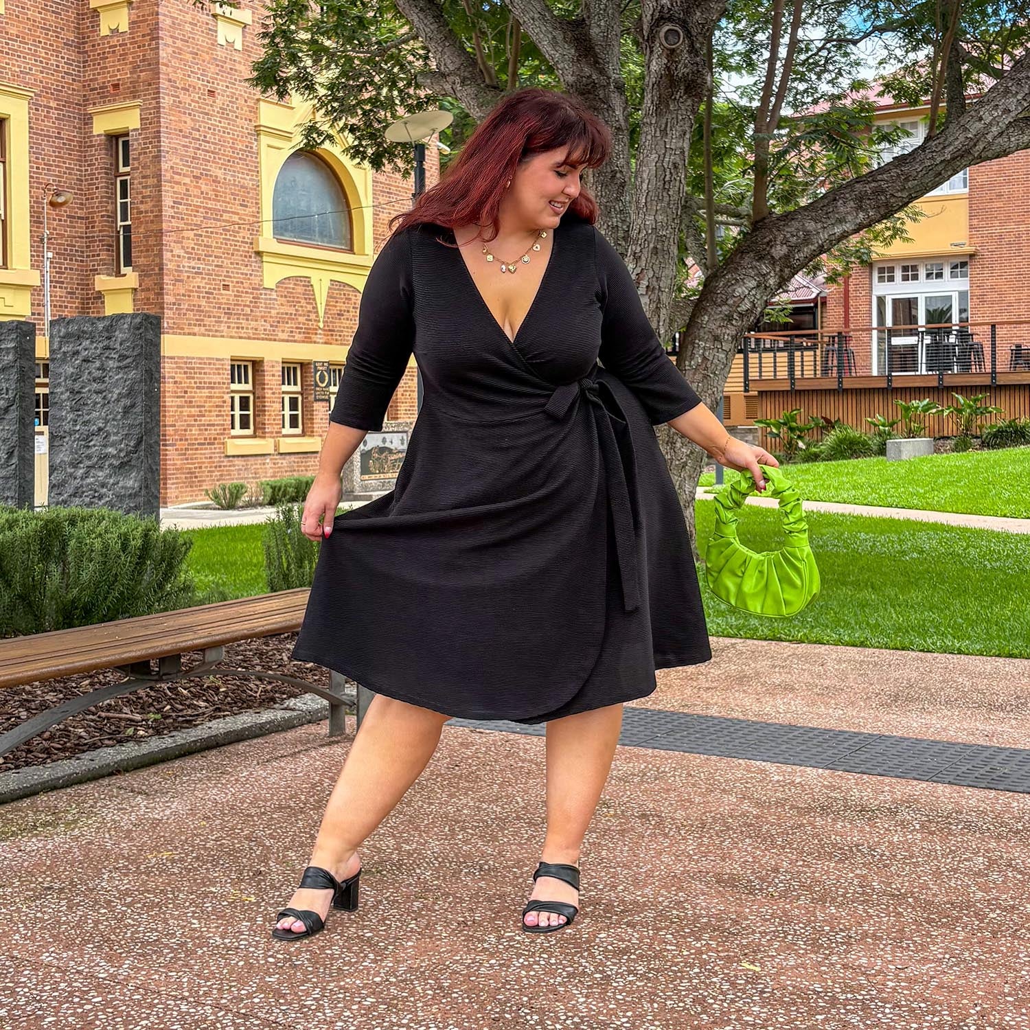 Ottoman Wrap Around Dress - Black - Zenithce