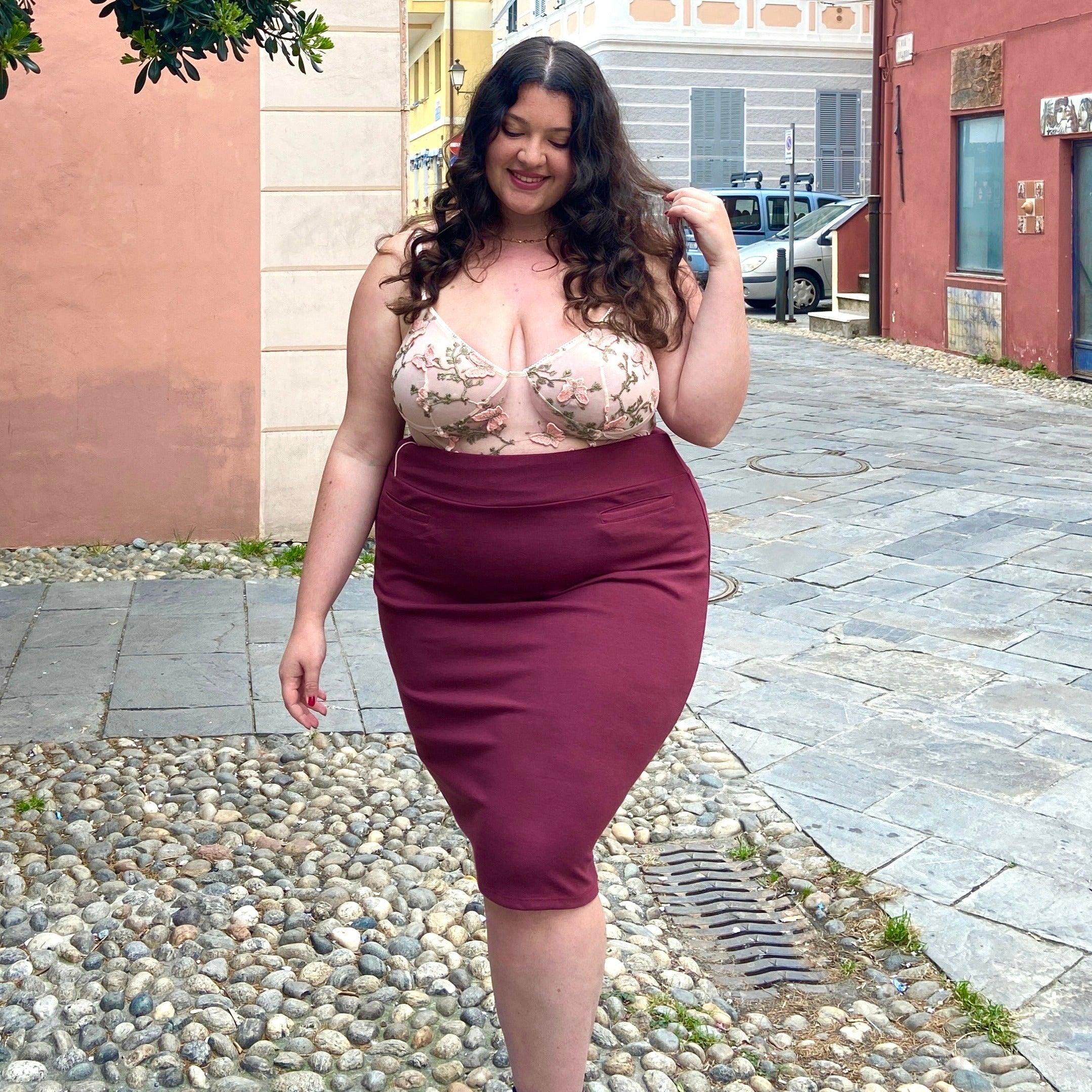 Pencil Skirt - Burgundy - Zenithce