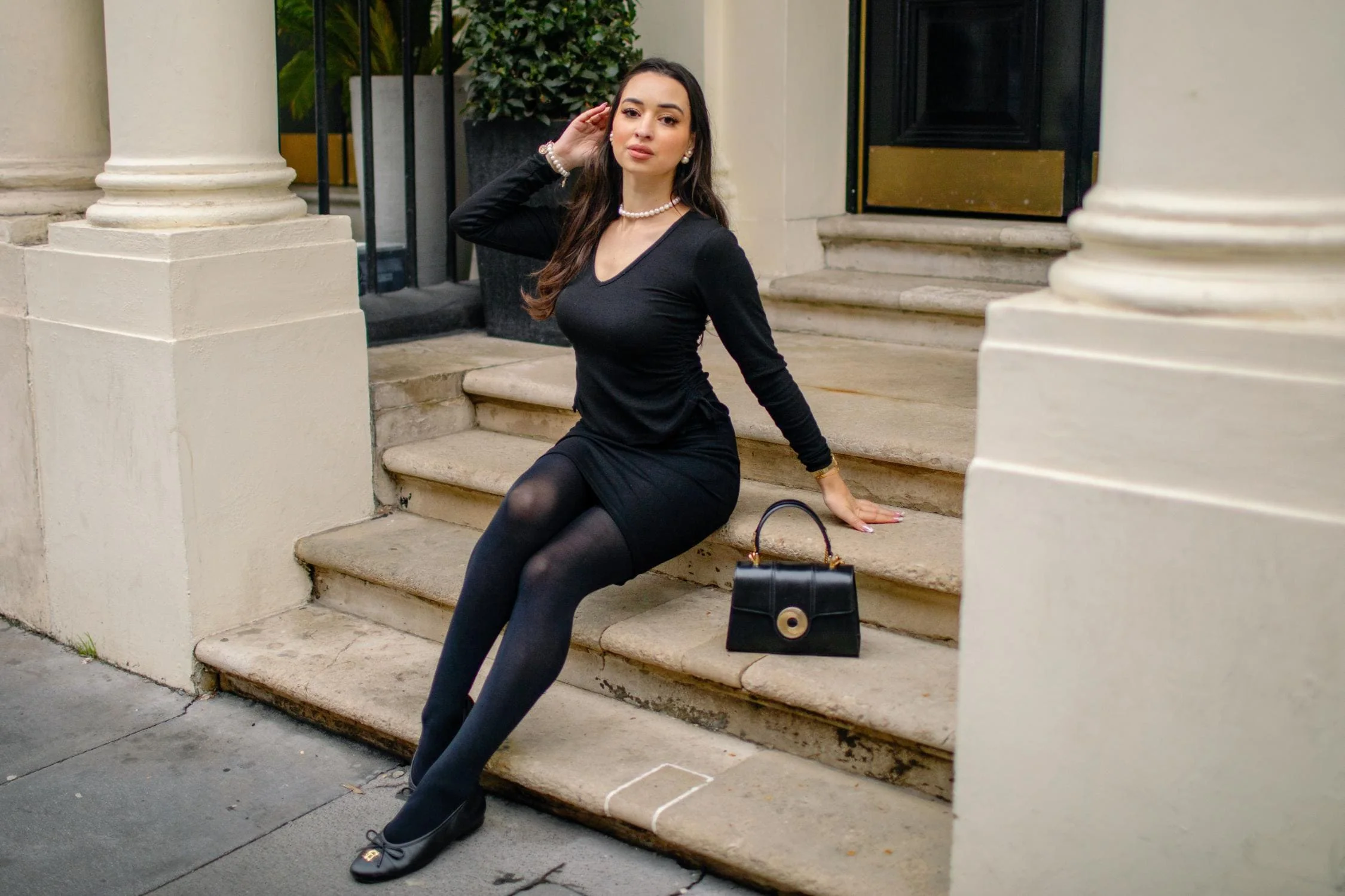 Ruched Rib Top - Black - Zenithce