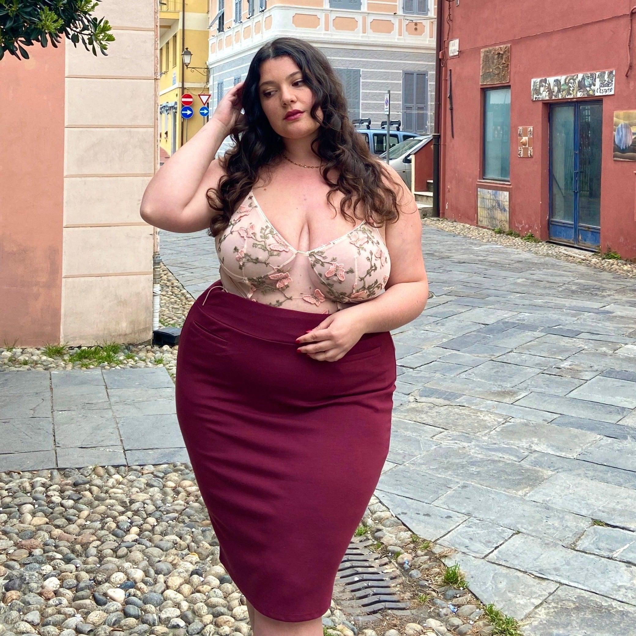 Pencil Skirt - Burgundy - Zenithce