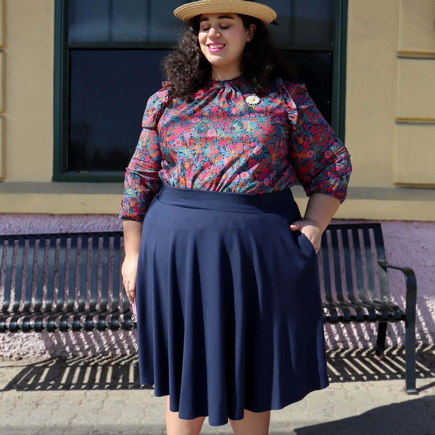Flare Skirt - Navy - Zenithce