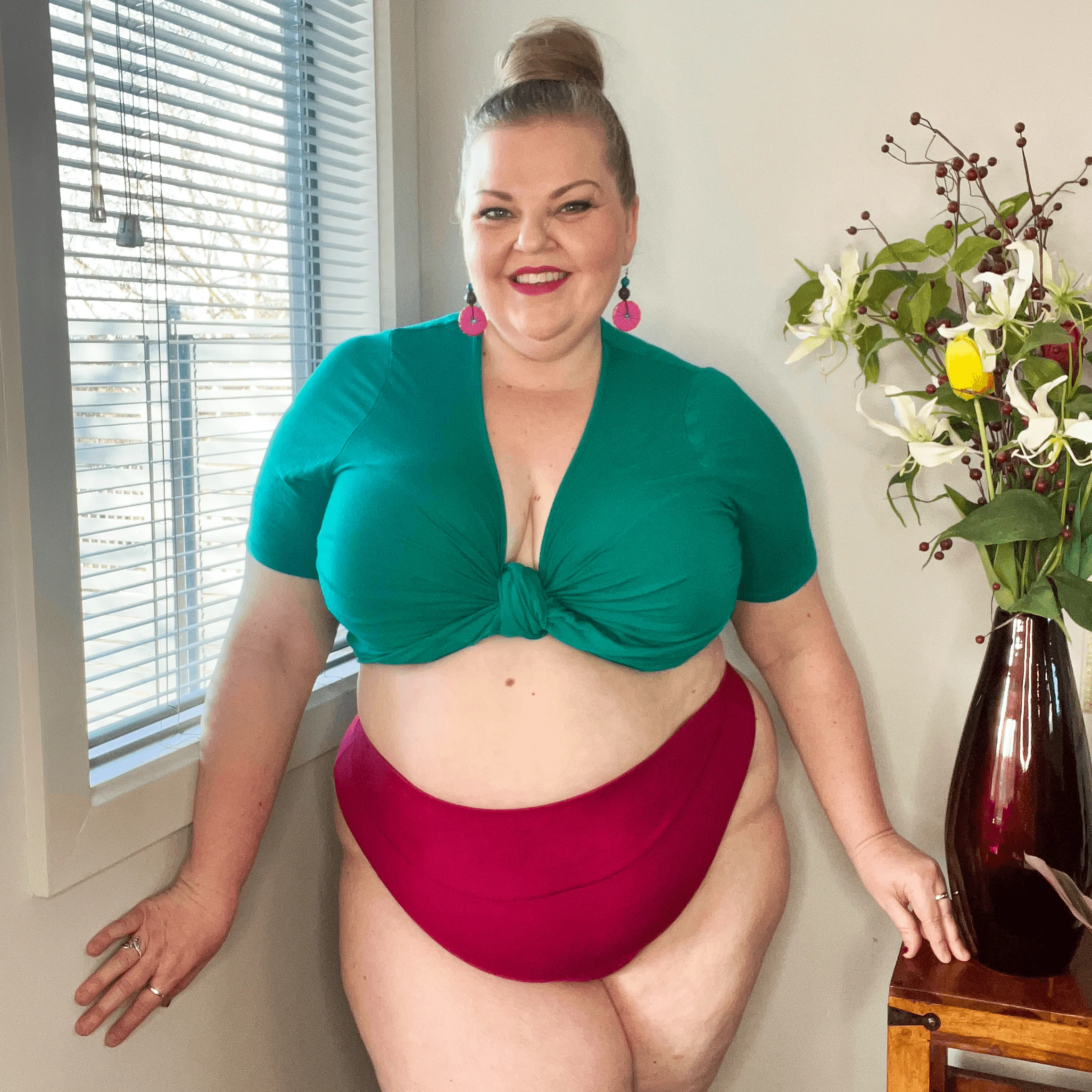 Organic Cotton Cheeky High Leg Knickers - Raspberry Pie - Zenithce