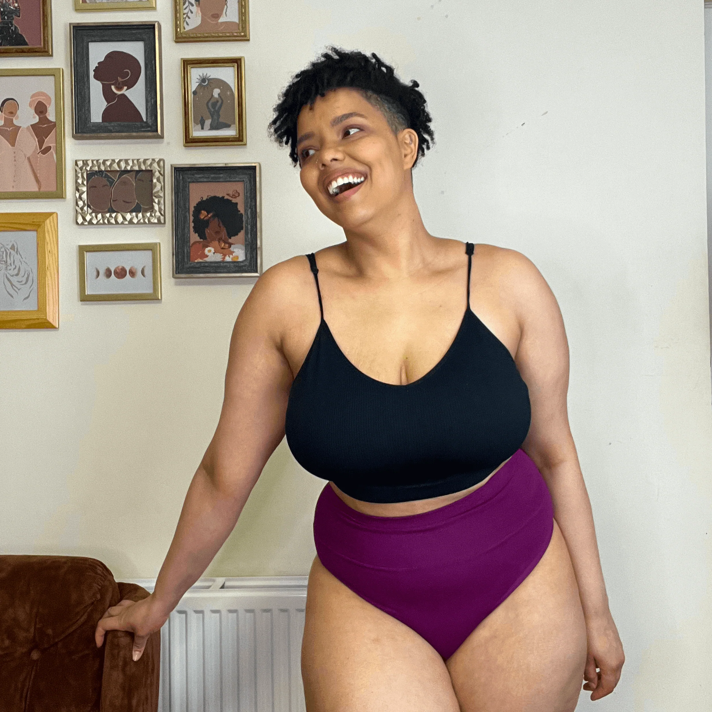 Organic Cotton Cheeky High Leg Knickers - Figgy Pudding - Zenithce