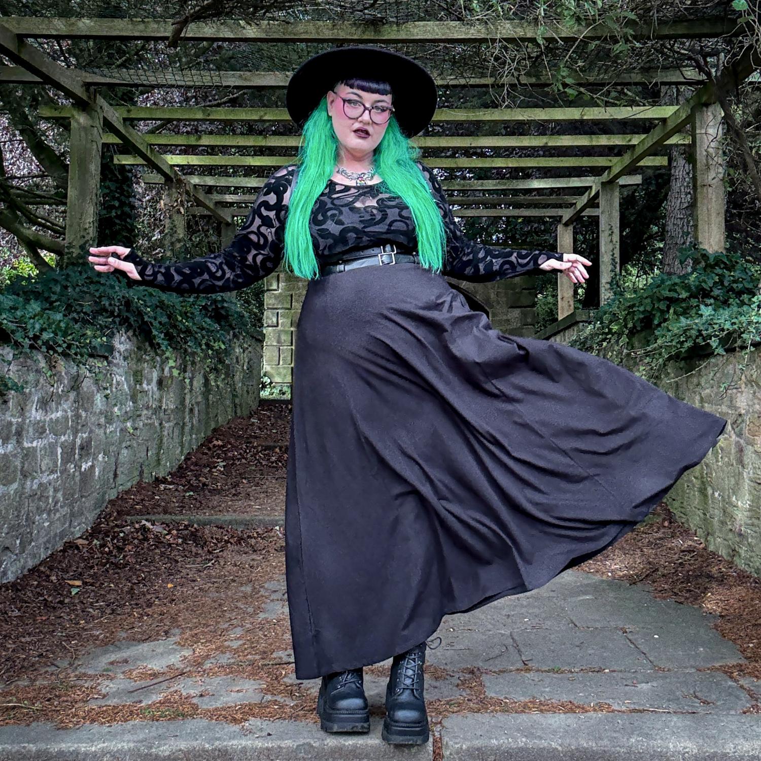 Jersey A-Line Maxi Skirt - Black - Zenithce