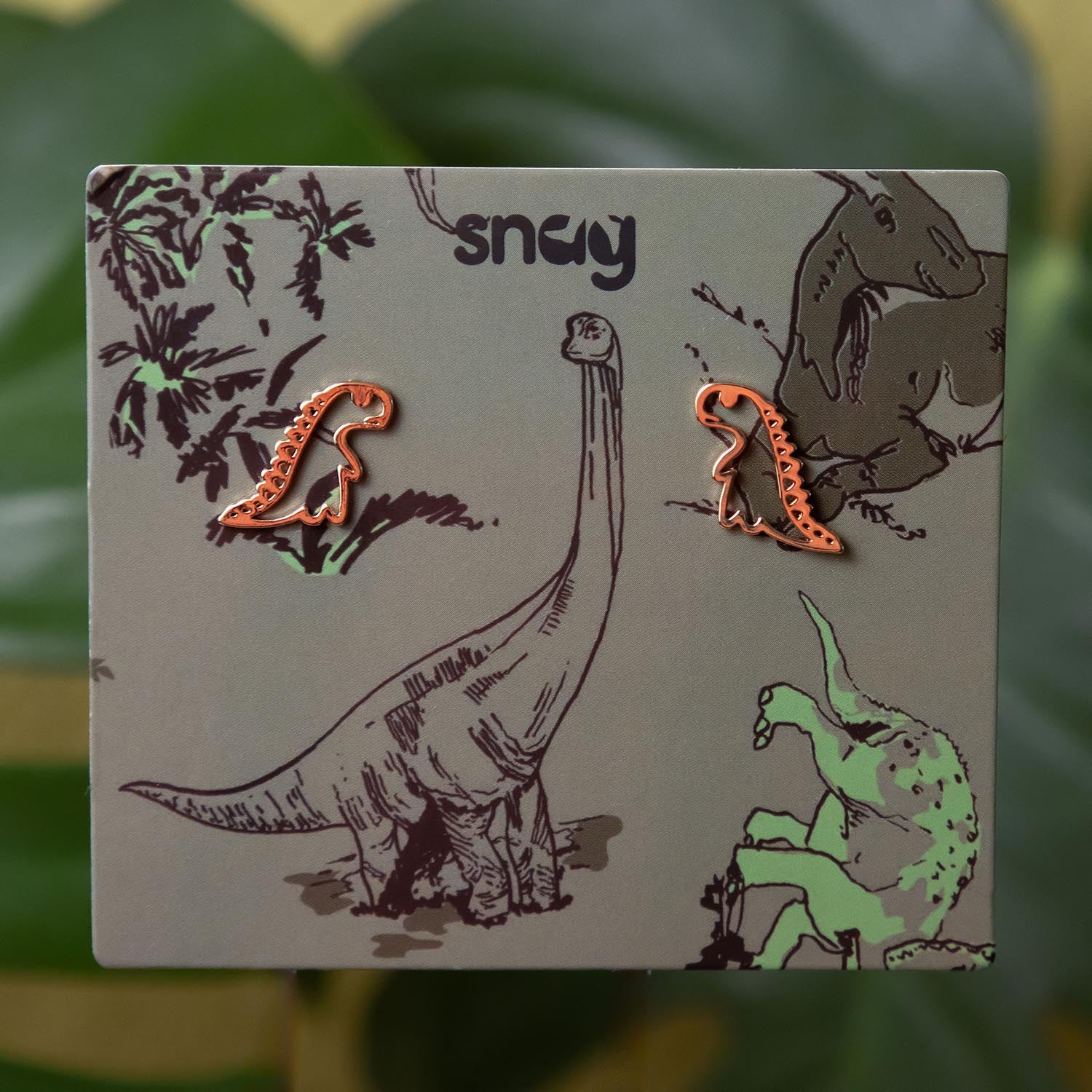 Dinosaur Stud Earrings - Gold - Zenithce