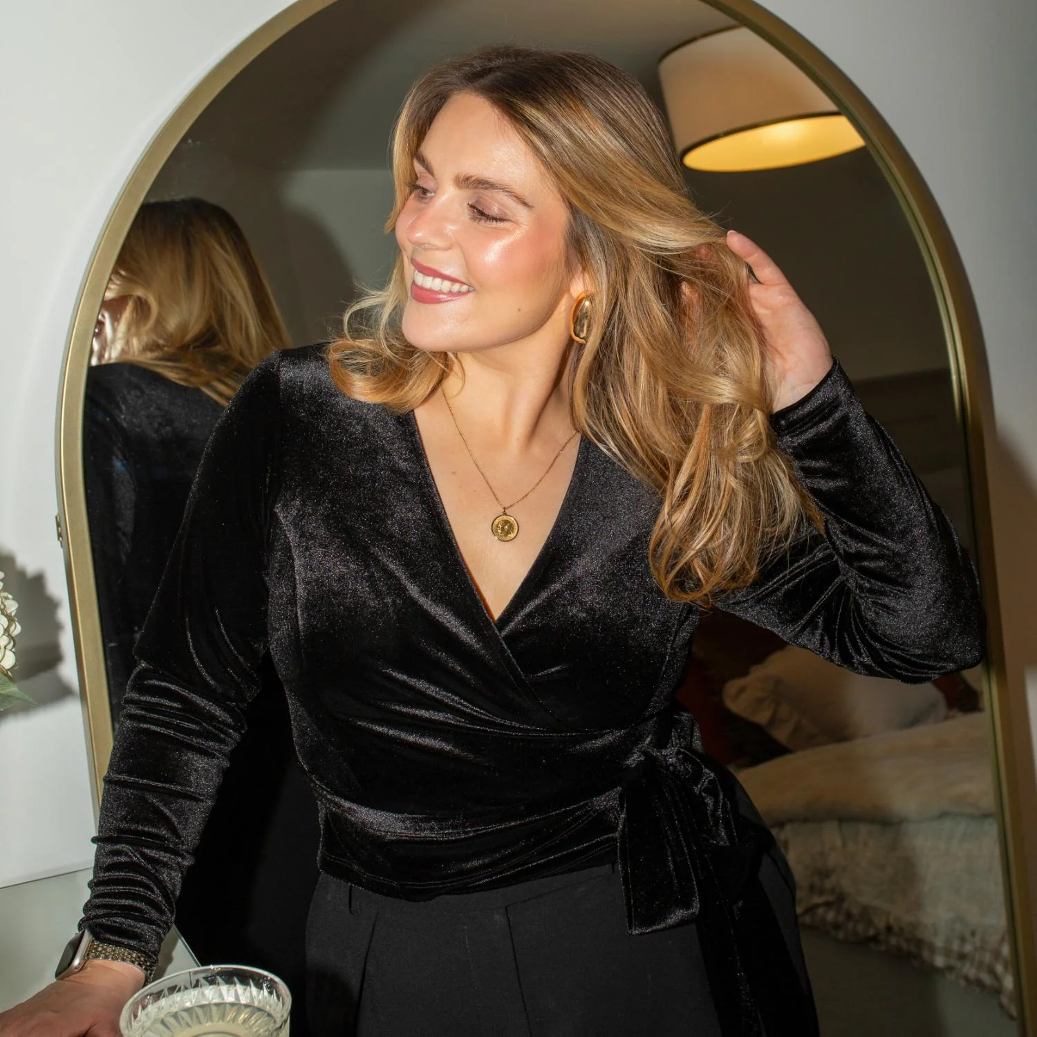 Velvet Wrap Top - Black - Zenithce