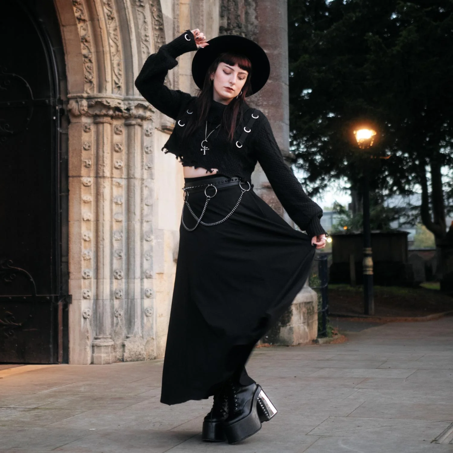 Jersey A-Line Maxi Skirt - Black - Zenithce