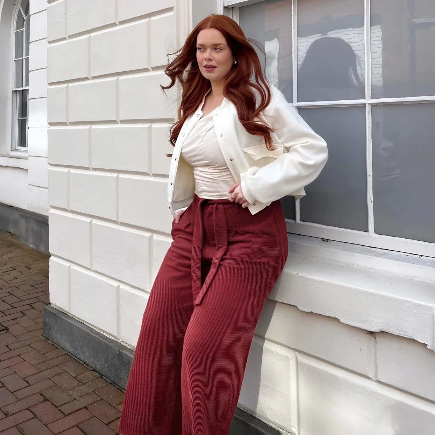 Ottoman Wide Leg Tailored Trousers - Cinnamon - Zenithce