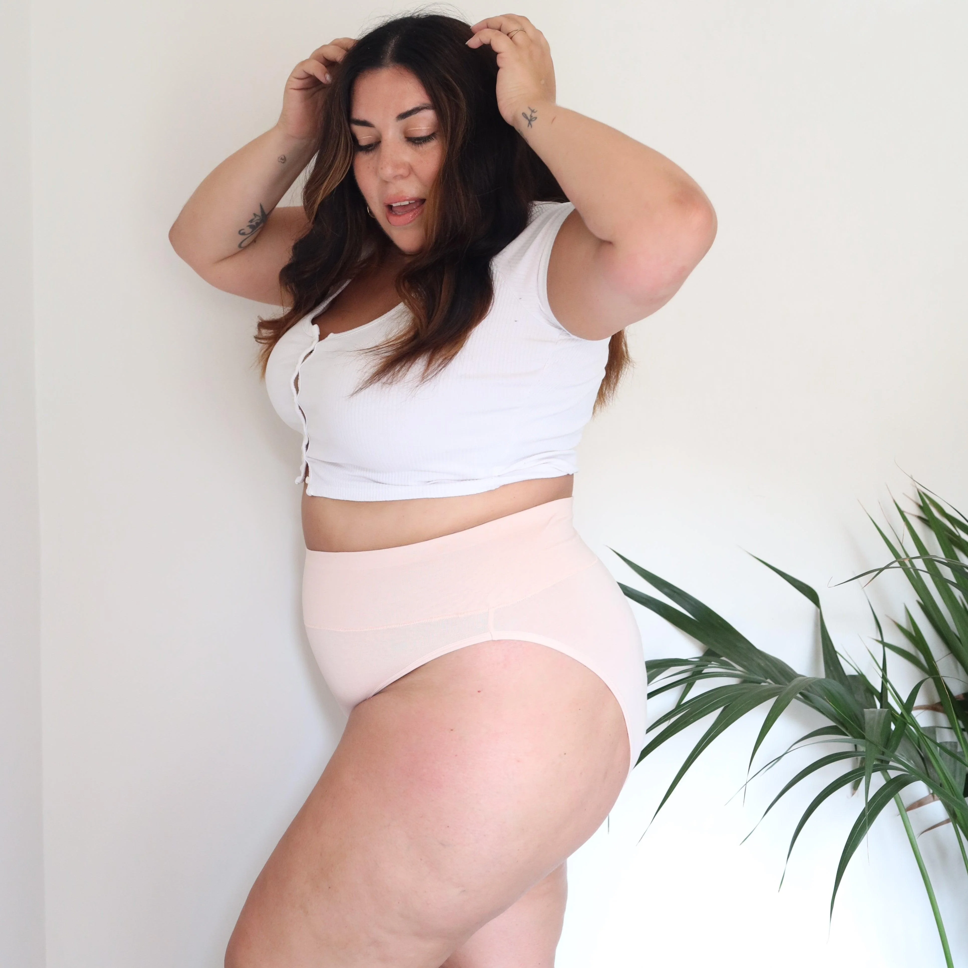 Organic Cotton Super High Leg Knickers - Ballet Pink - Zenithce