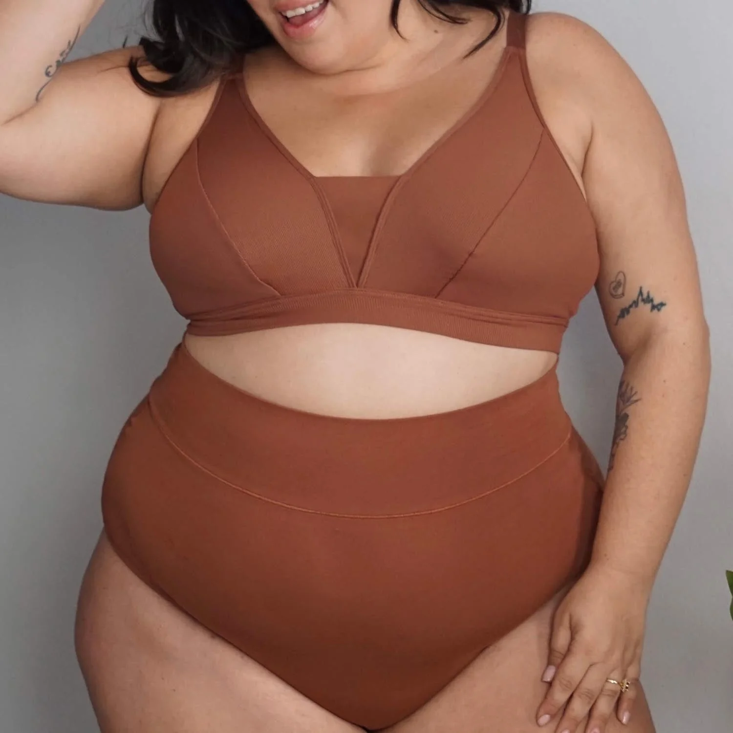 Organic Cotton Super High Waist Knickers - Root Beer - Zenithce