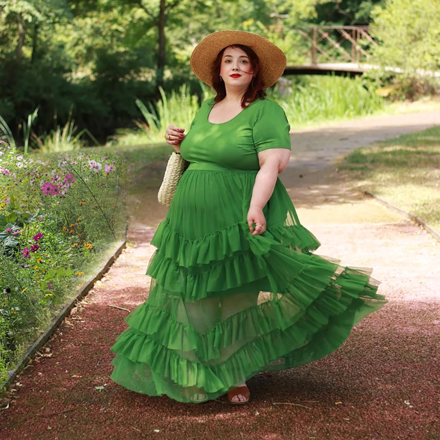 Maxi Tee Mesh Dress - Forest - Zenithce