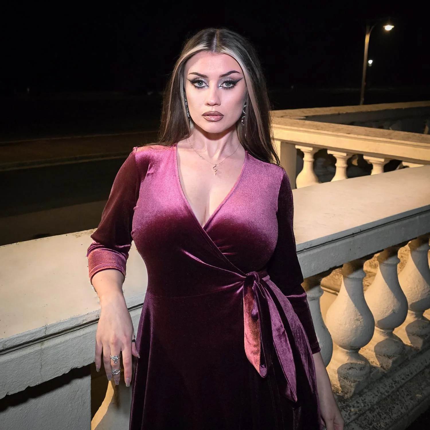 Velvet Wrap Dress - Cherry - Zenithce