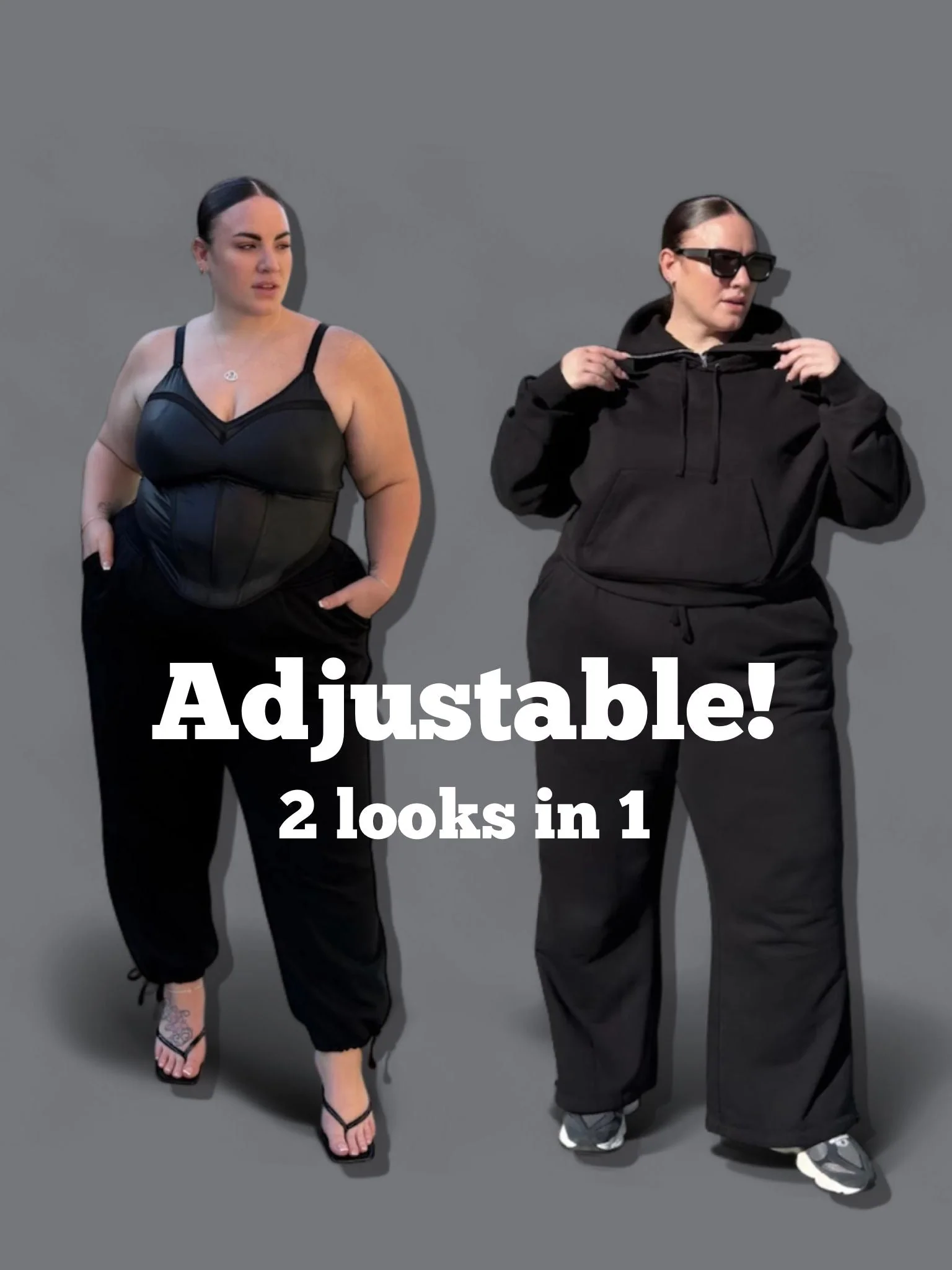 Organic Cotton Adjustable Joggers - Black - Zenithce