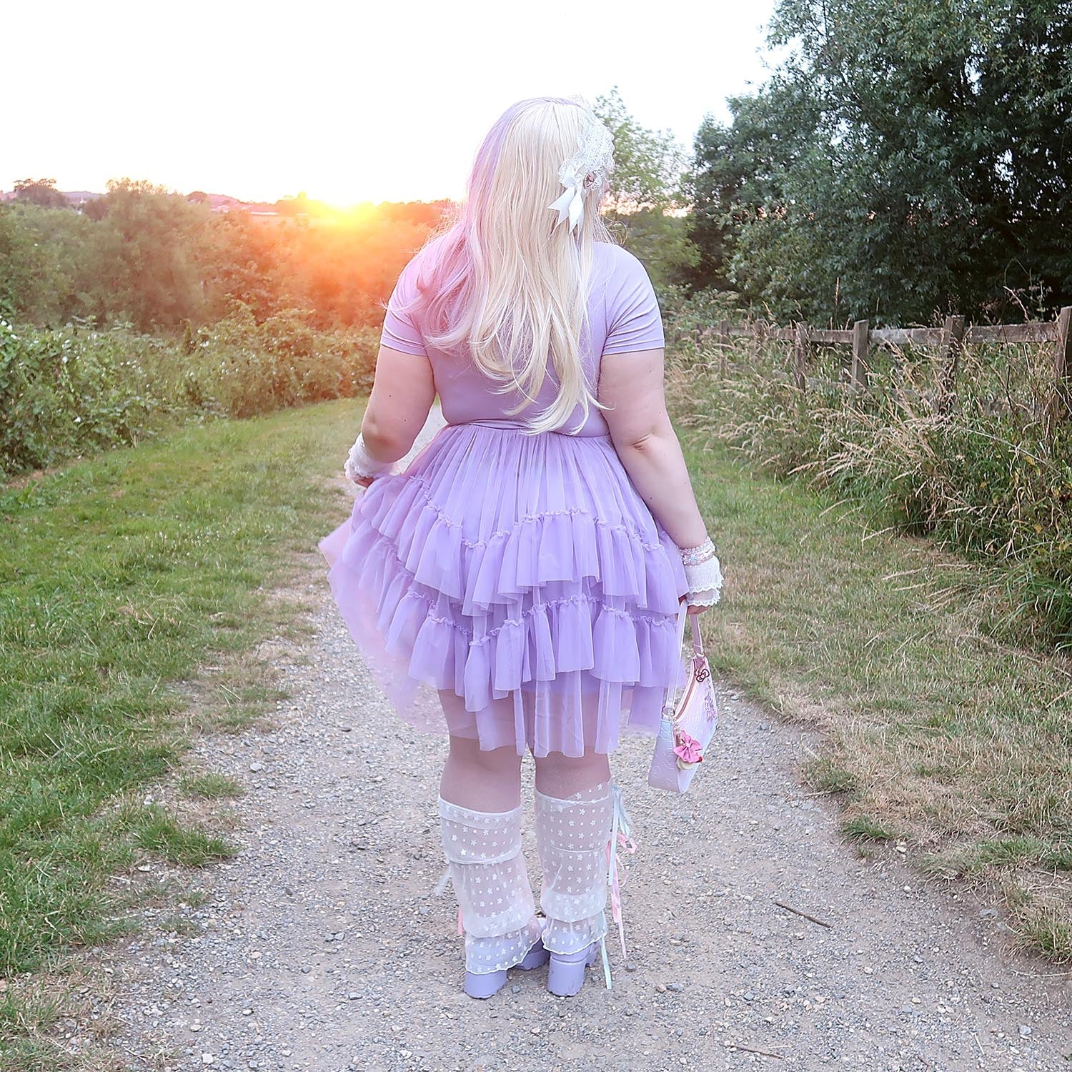 Tee Mesh Dress - Lavender Fields - Zenithce