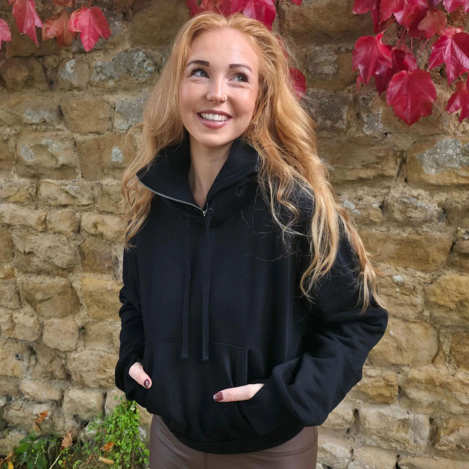 Organic Cotton Cropped Hoodie with Bow Back - Zenithce