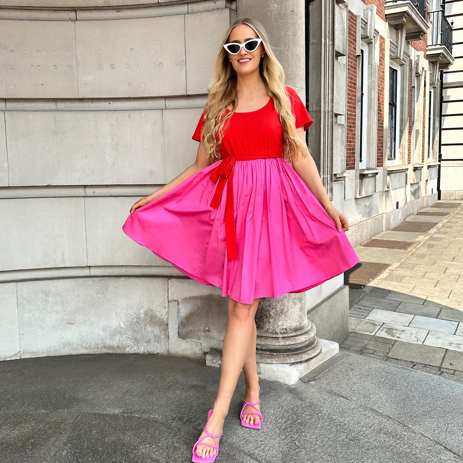 Poplin Tee Dress - Sangria/Pink Lady - Zenithce